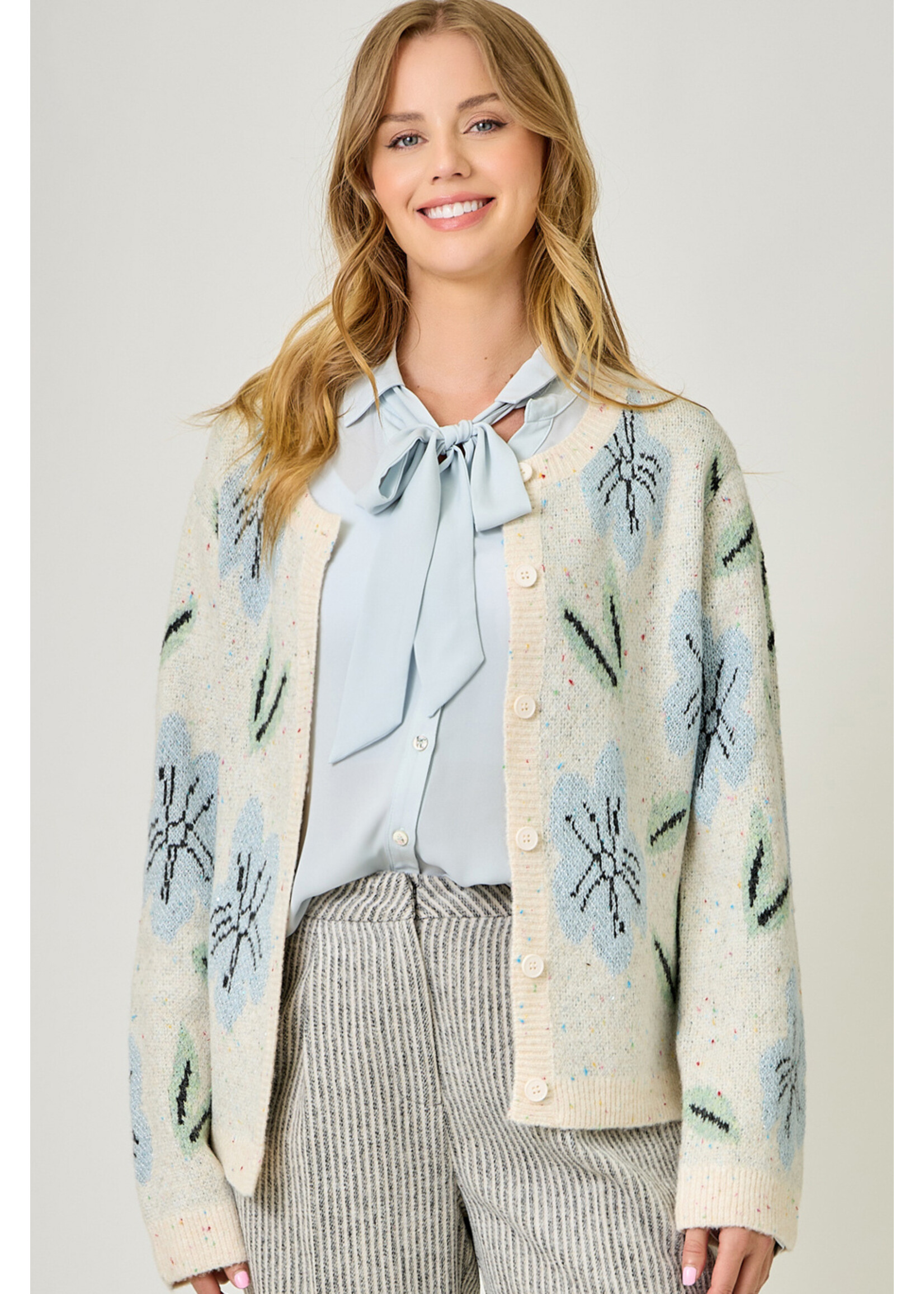 Mystree Mst Floral Sweater Cardigan