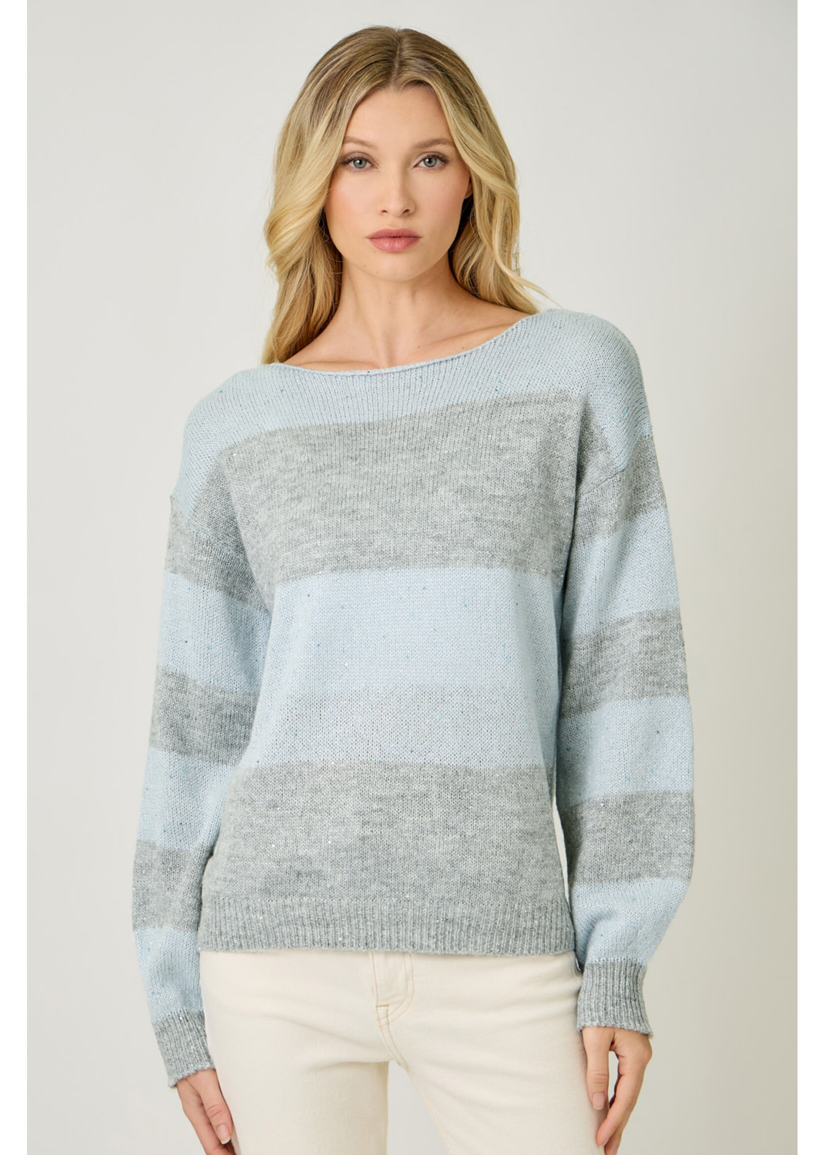 Mystree Mst Color Blocked Sequins Sweater