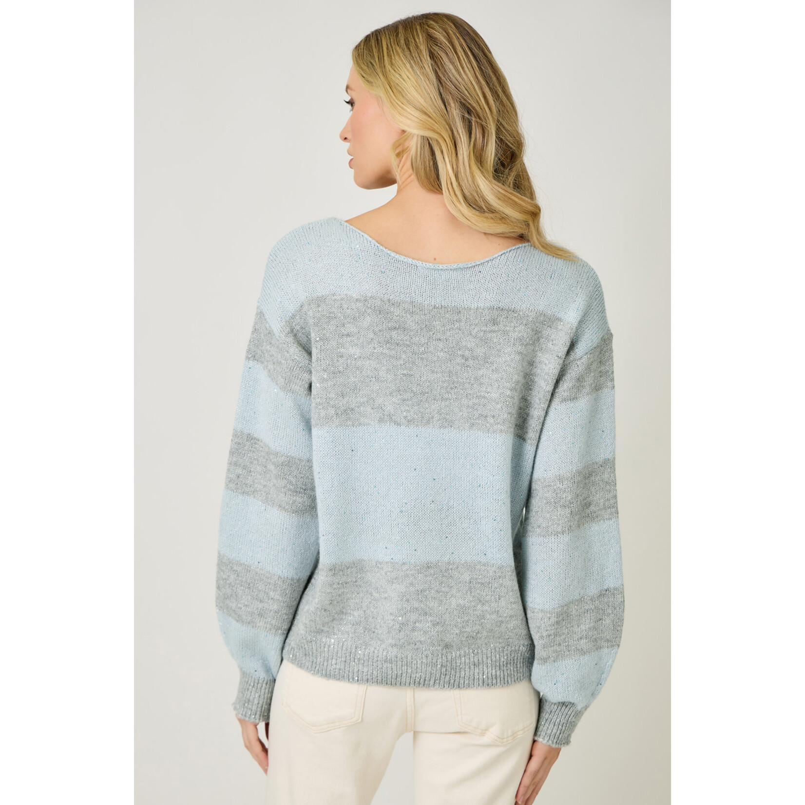 Mystree Mst Color Blocked Sequins Sweater