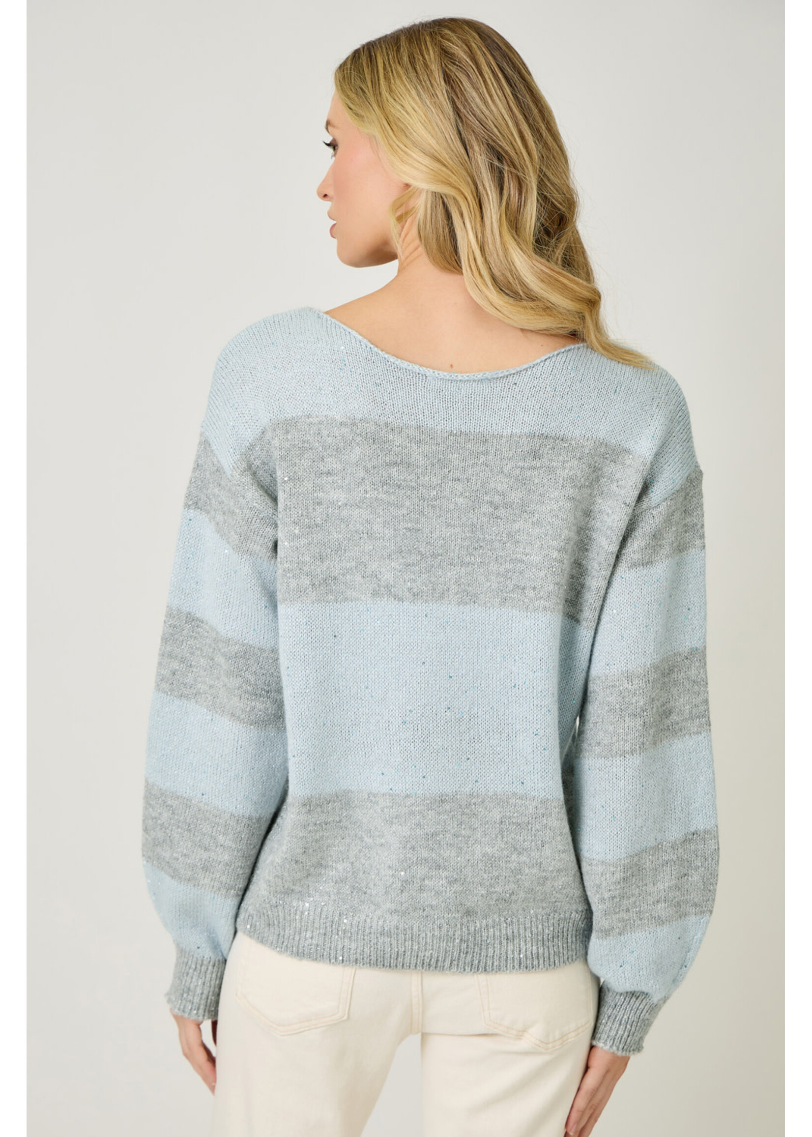 Mystree Mst Color Blocked Sequins Sweater