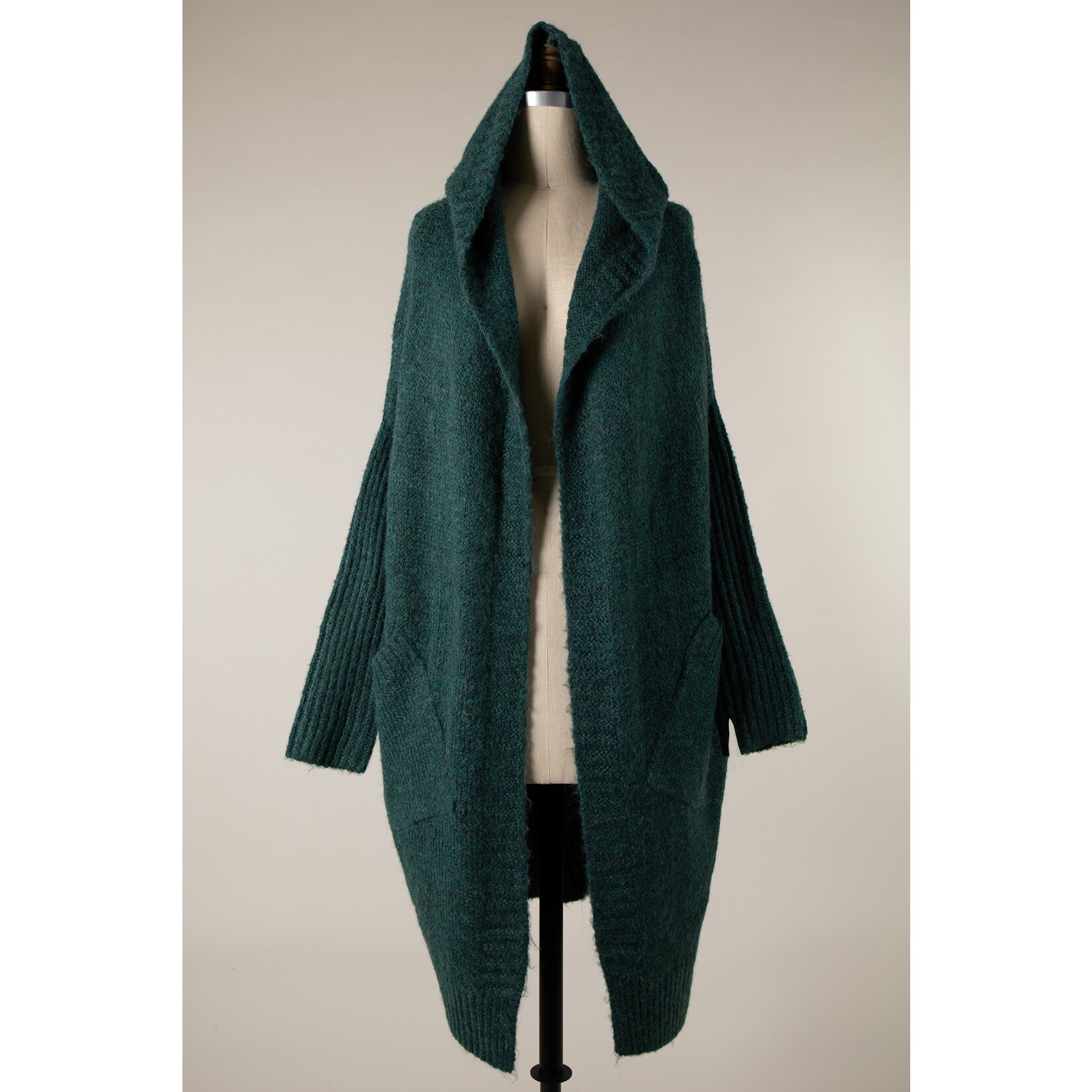 Miracle M Ribbed Sleeve Hoodie Cardigan