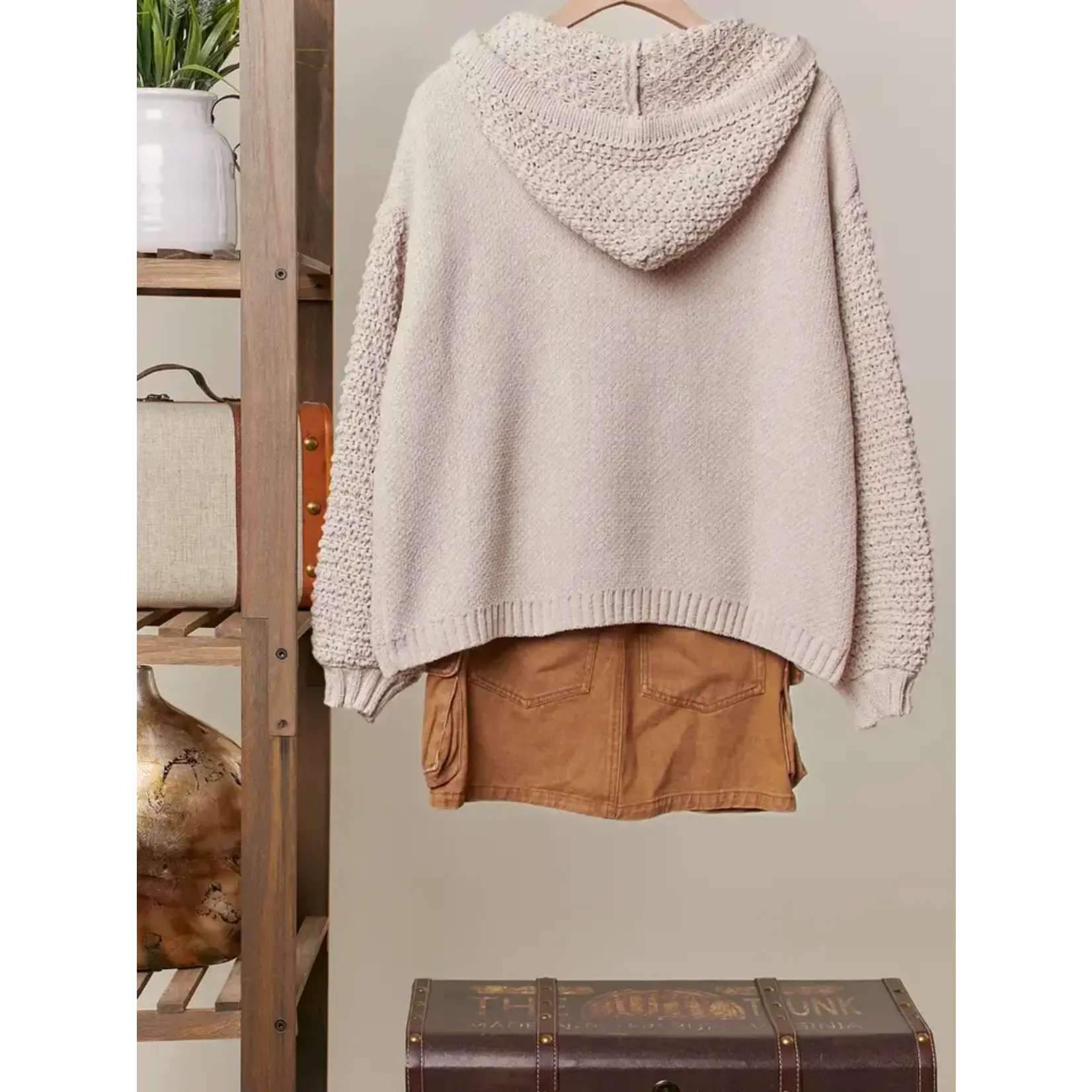 Mello Mello Waffle Knit Hoodie Cardigan