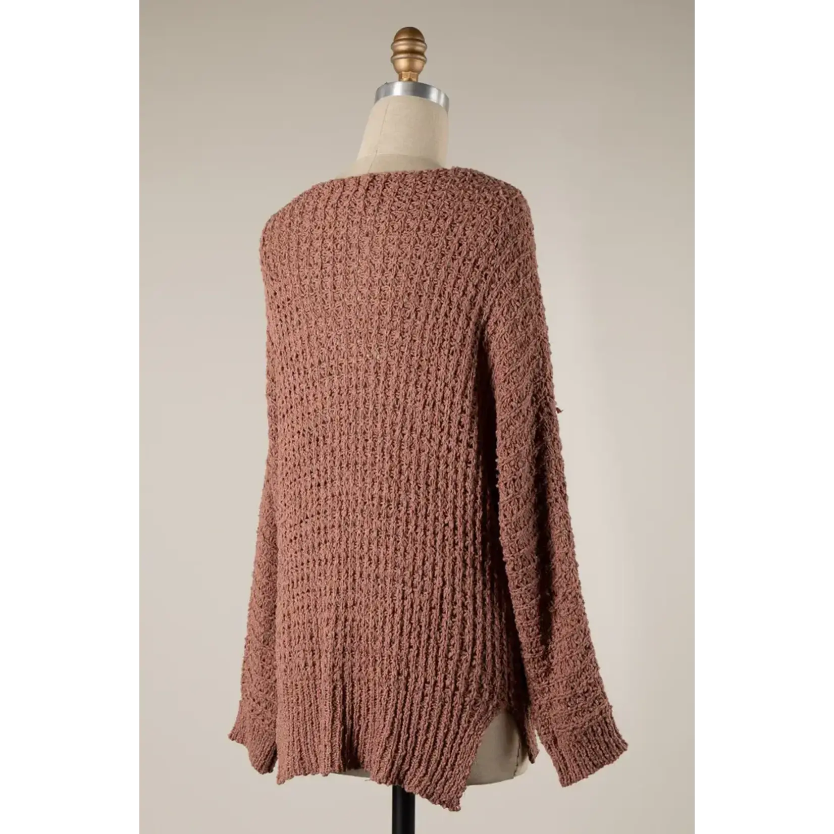 Miracle M Ribbed Trim Cable Knit Sweater