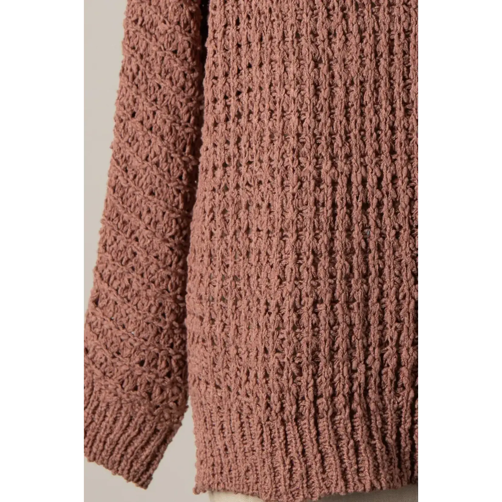 Miracle M Ribbed Trim Cable Knit Sweater