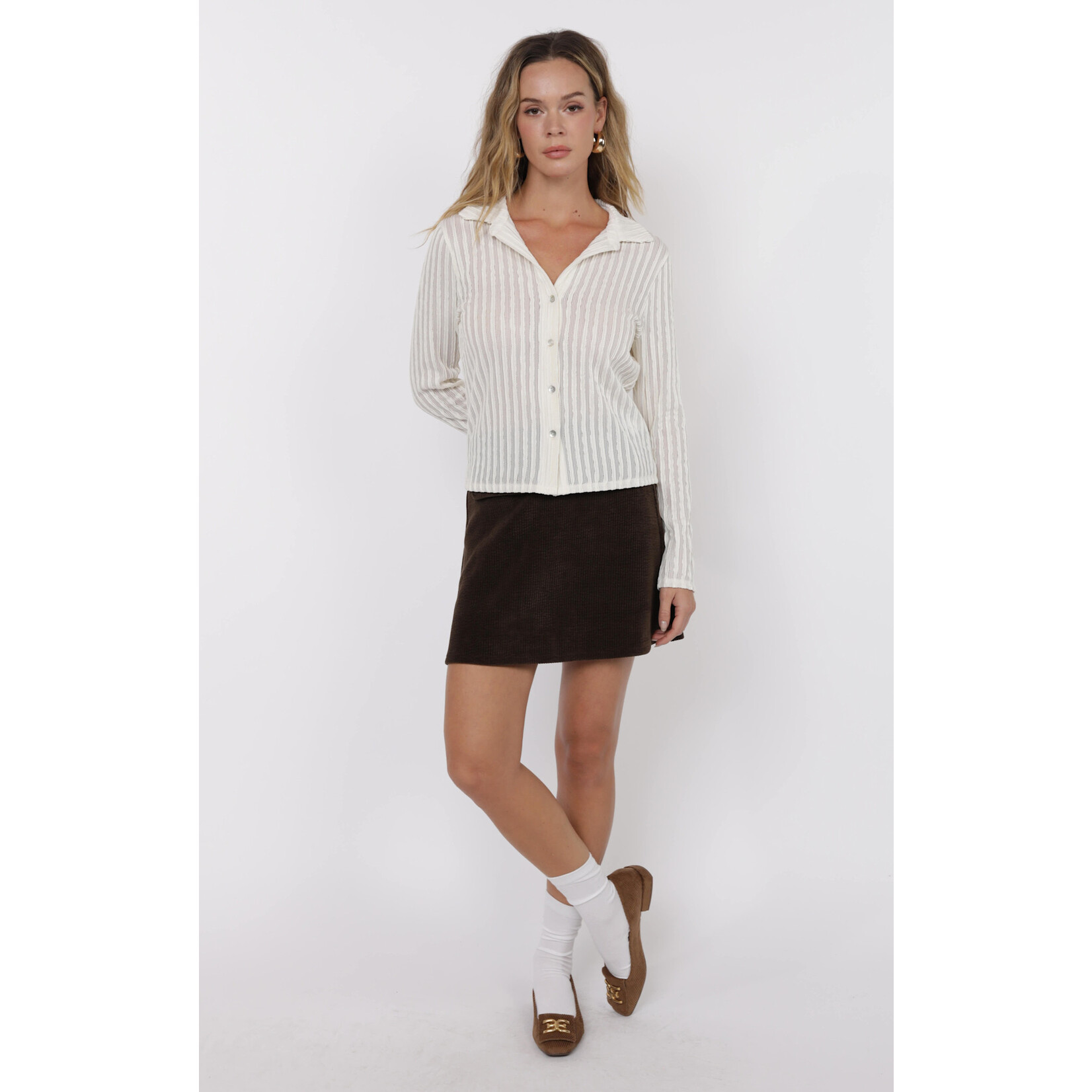 Sage The Label STL Hideway Stripe Ruffle Knit Top