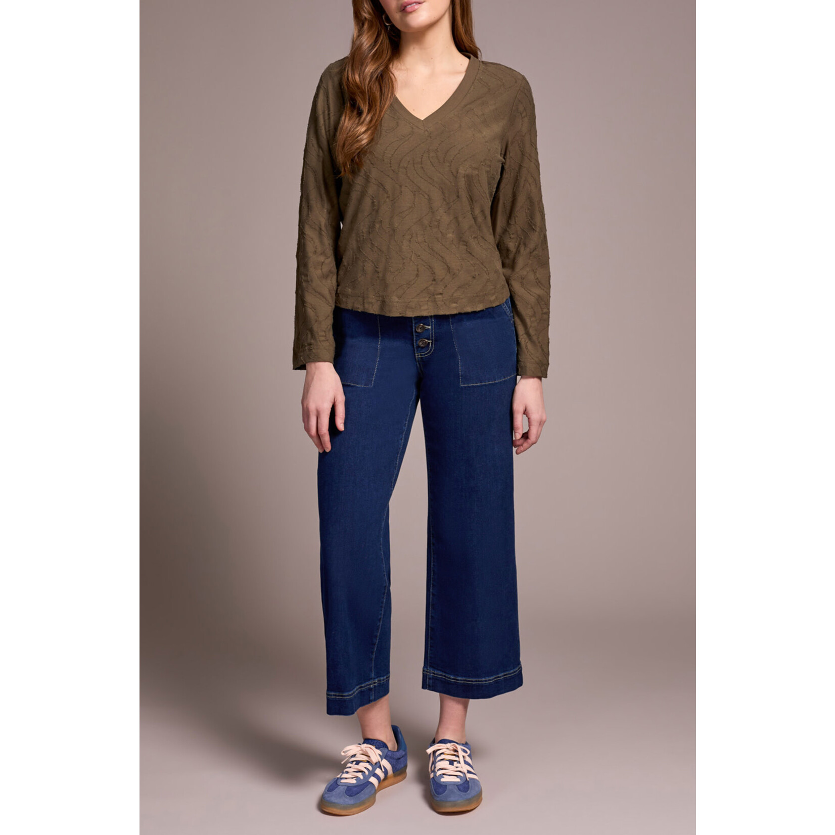 Tribal T L/S V Neck Top