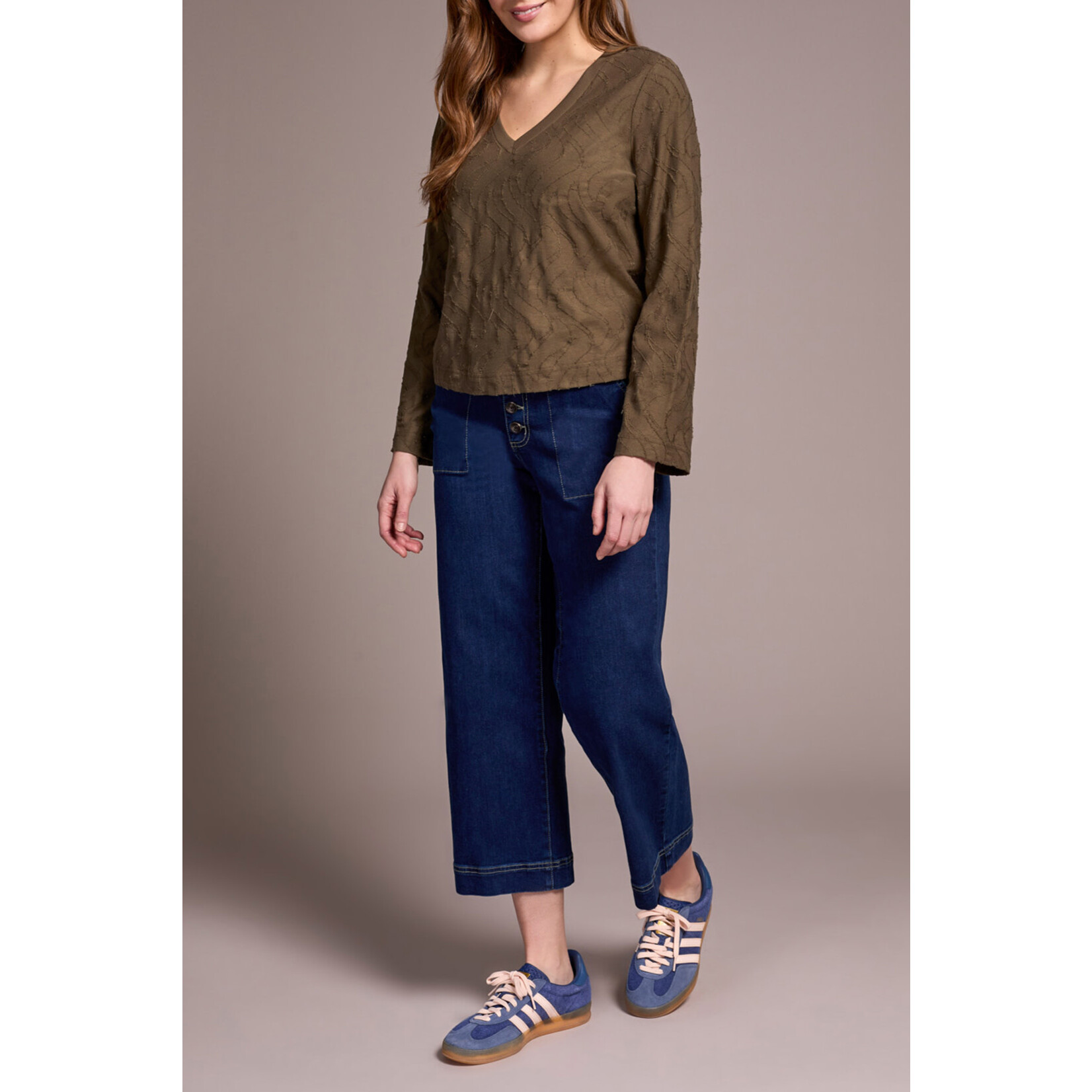 Tribal T L/S V Neck Top