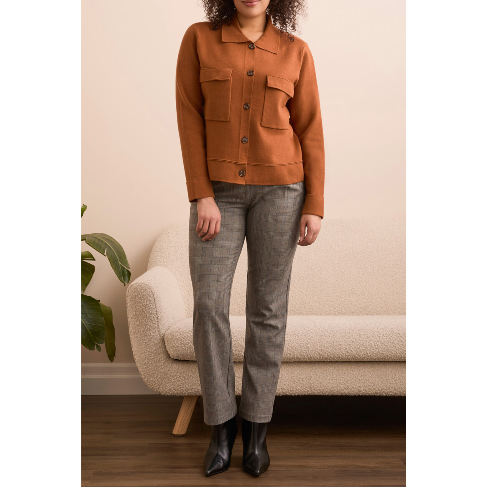 Tribal T Dbl Knit Collared Swearer Cardi