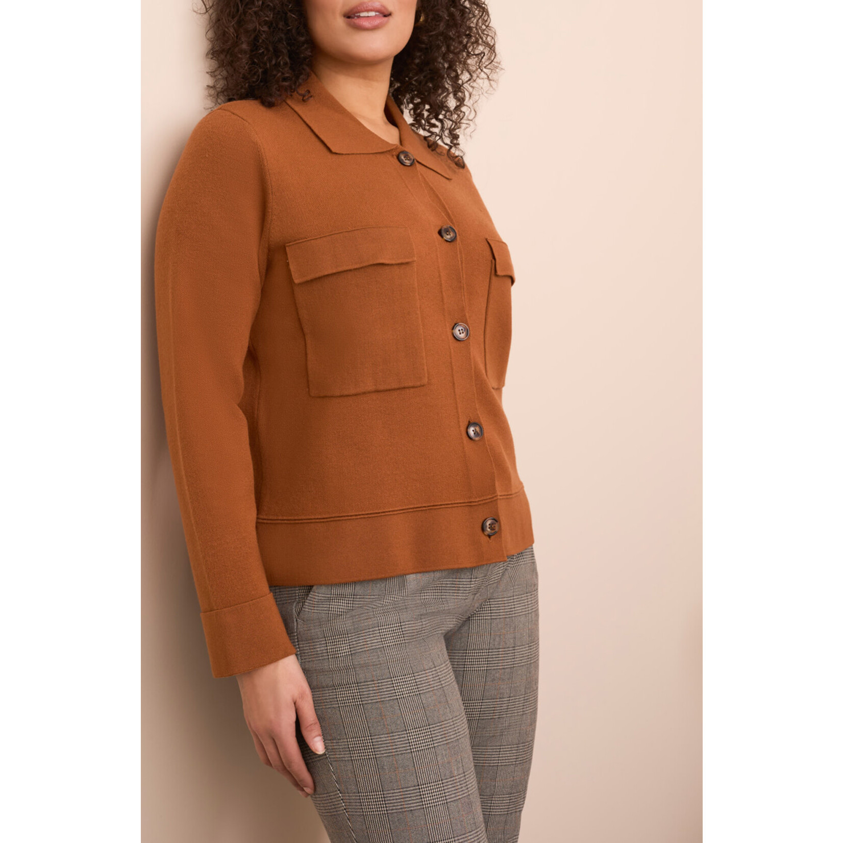 Tribal T Dbl Knit Collared Swearer Cardi