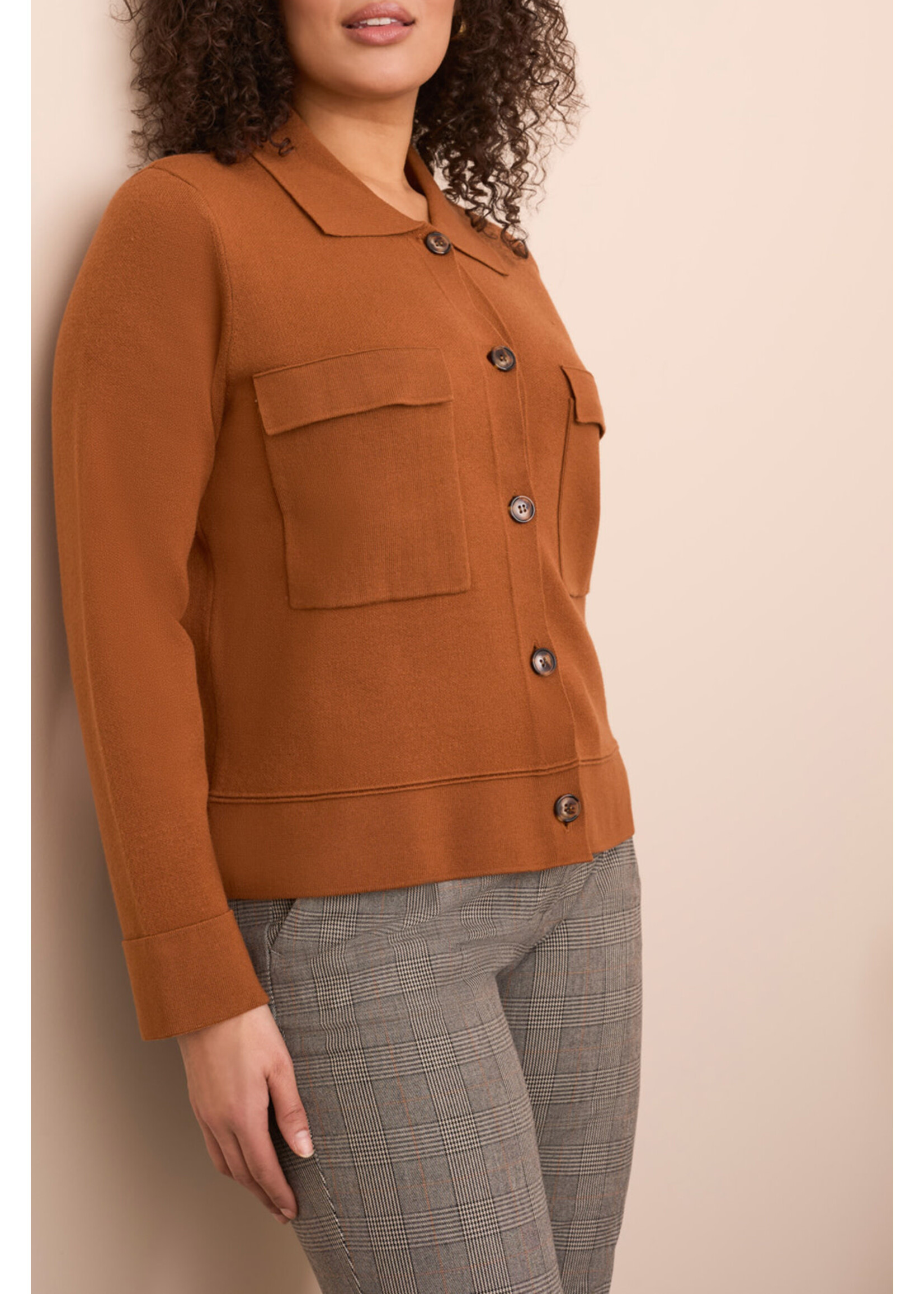 Tribal T Dbl Knit Collared Swearer Cardi