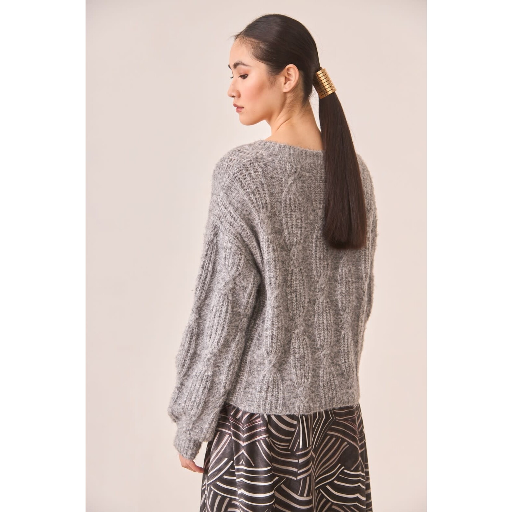 NKN Nekane NKN V-Neck Braided Knit Sweater