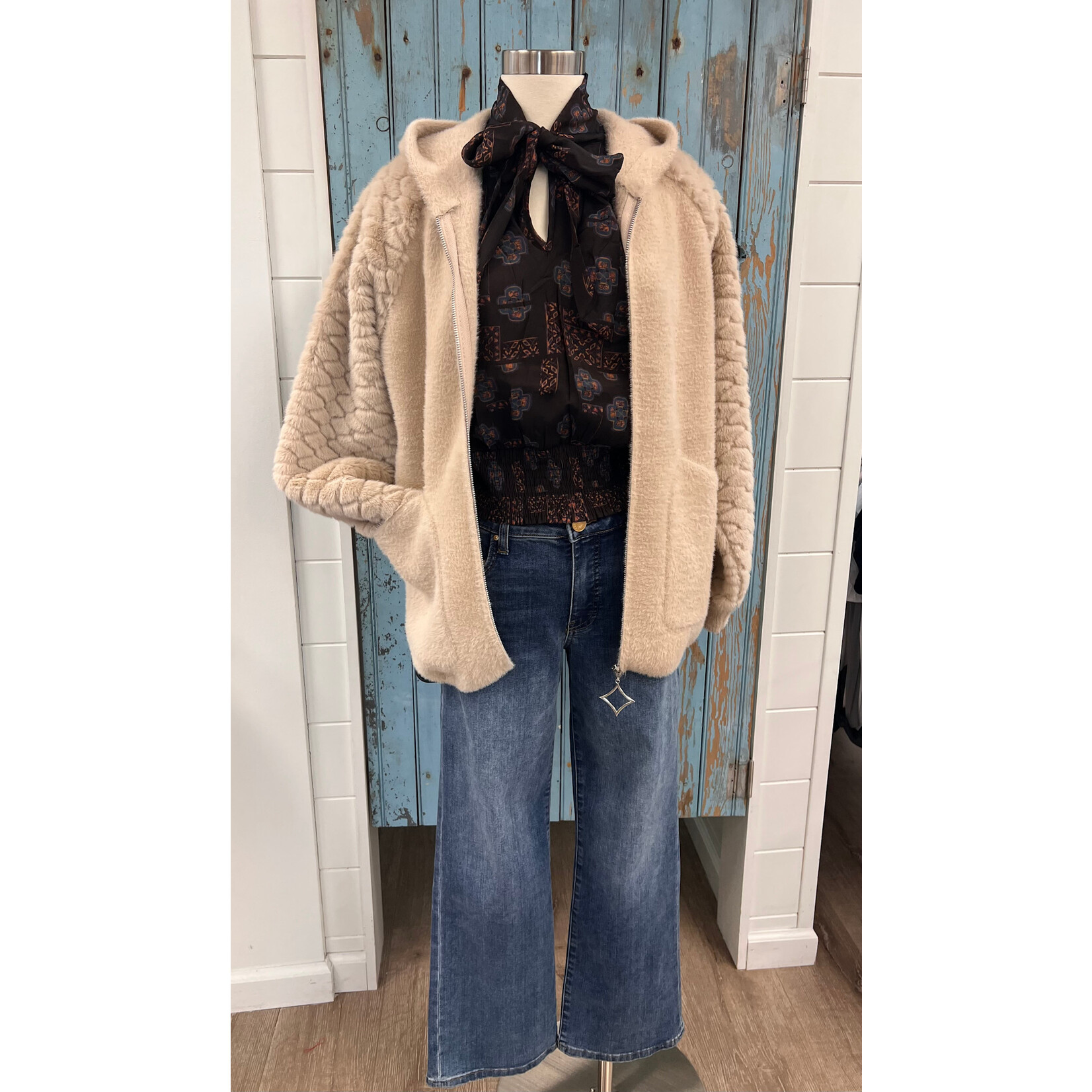 Mello Mello Fleece Knit Zip Up Hoodie