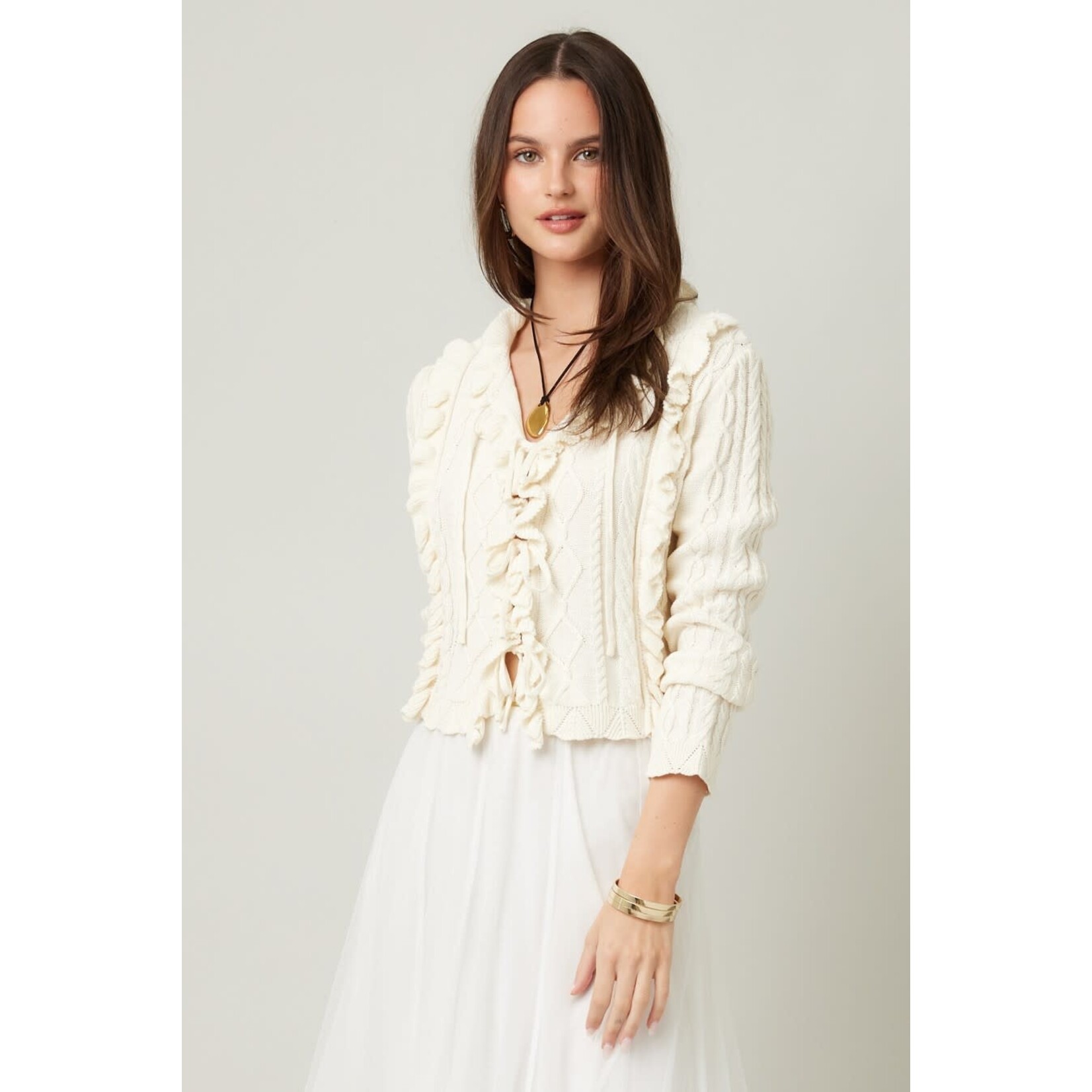 Illa Illa Illa Ruffle Trim Knit Sweater