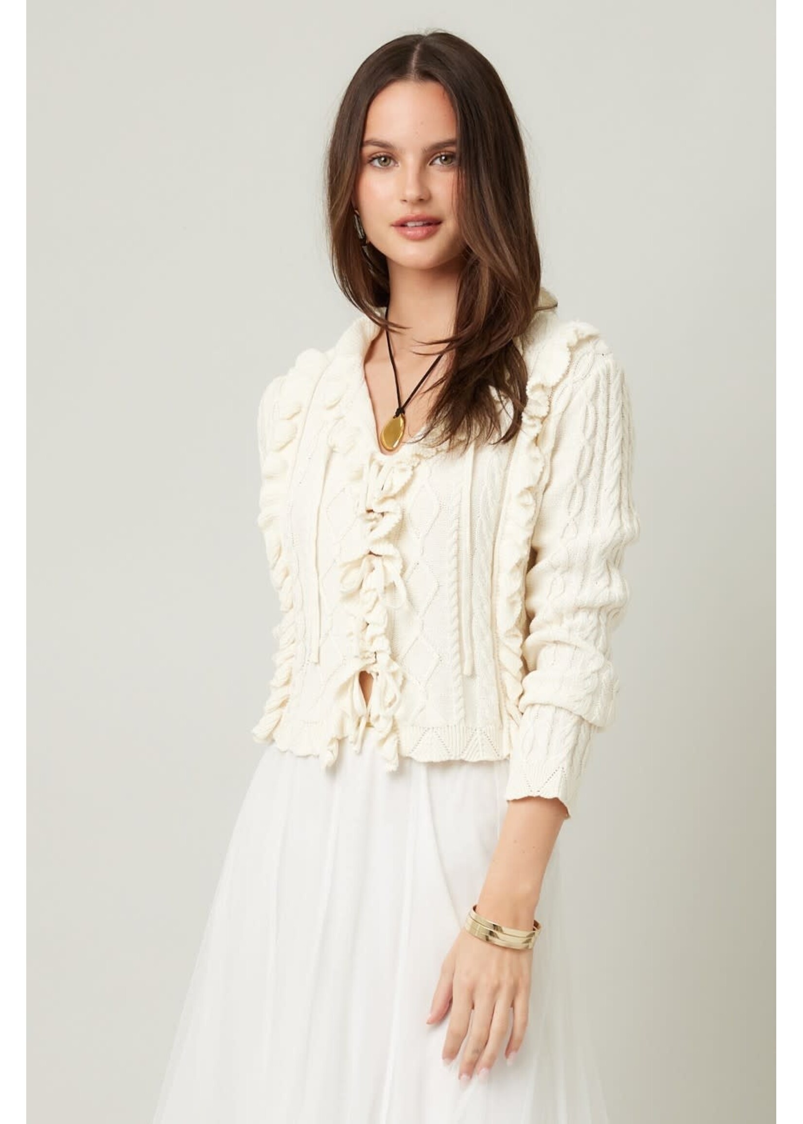Illa Illa Illa Ruffle Trim Knit Sweater