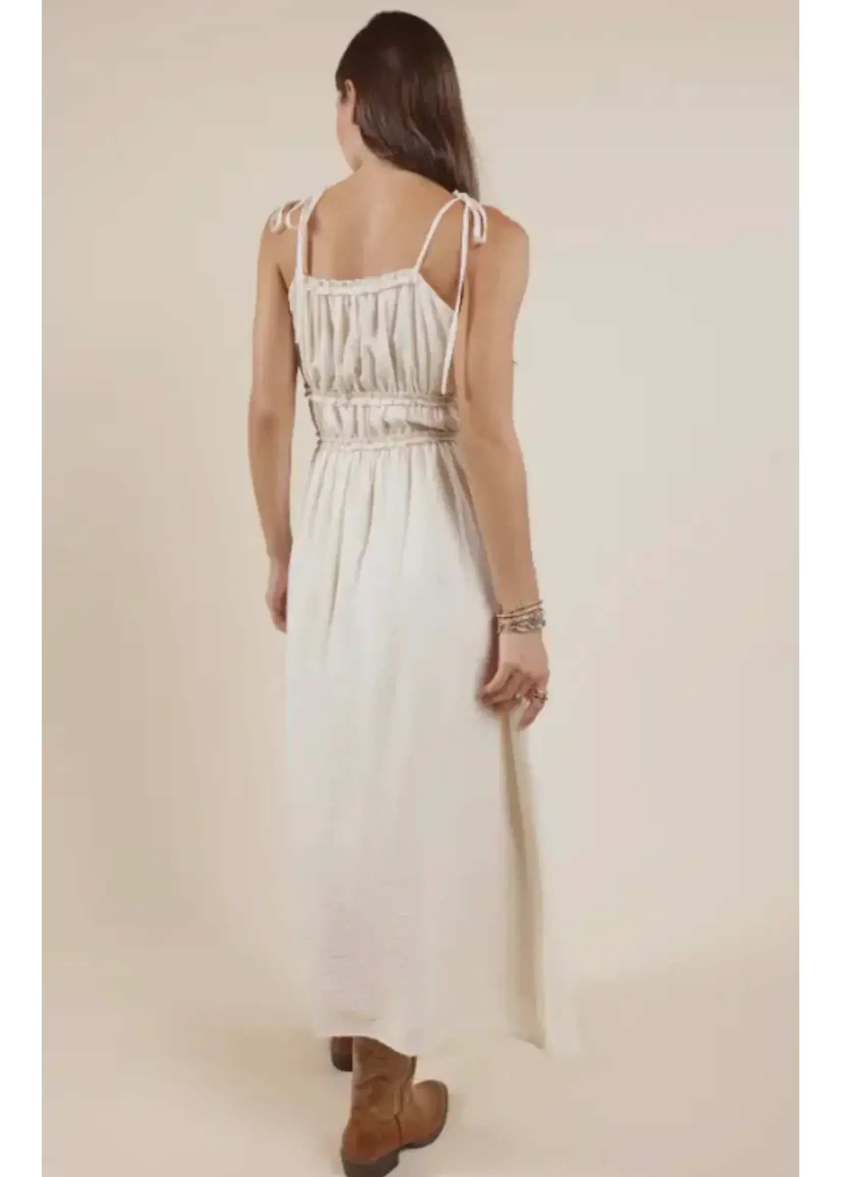 Sadie Sage SS Gathered Bodice Ties Midi Dress