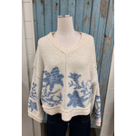 Mello Floral Pattern VNeck Sweater