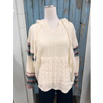Mello Striped Cable Knit Hoodie