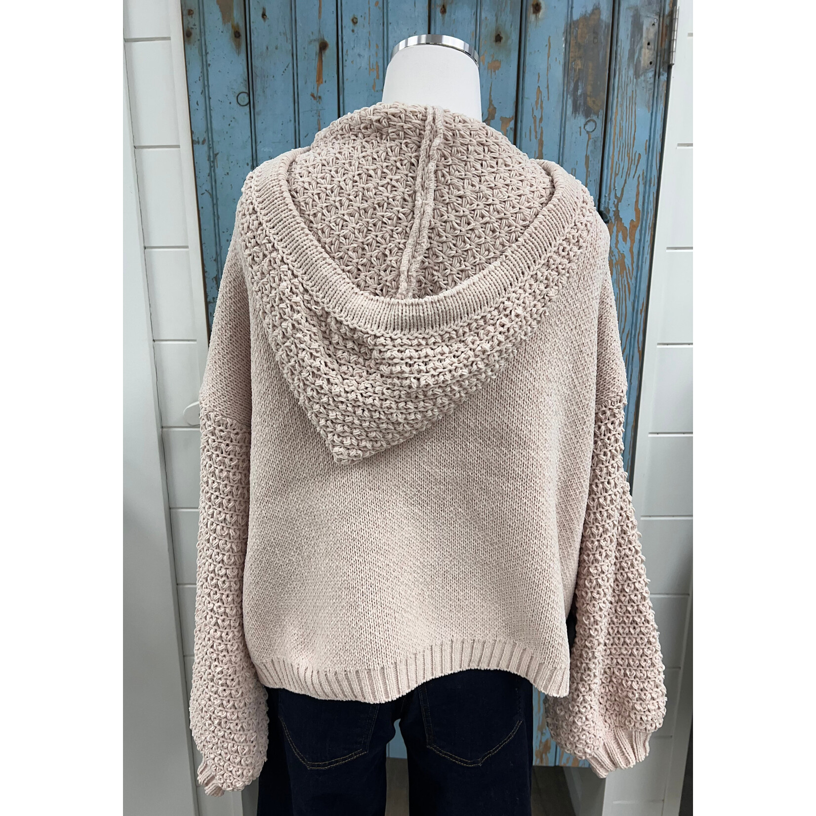 Mello Mello Waffle Knit Hoodie Cardigan