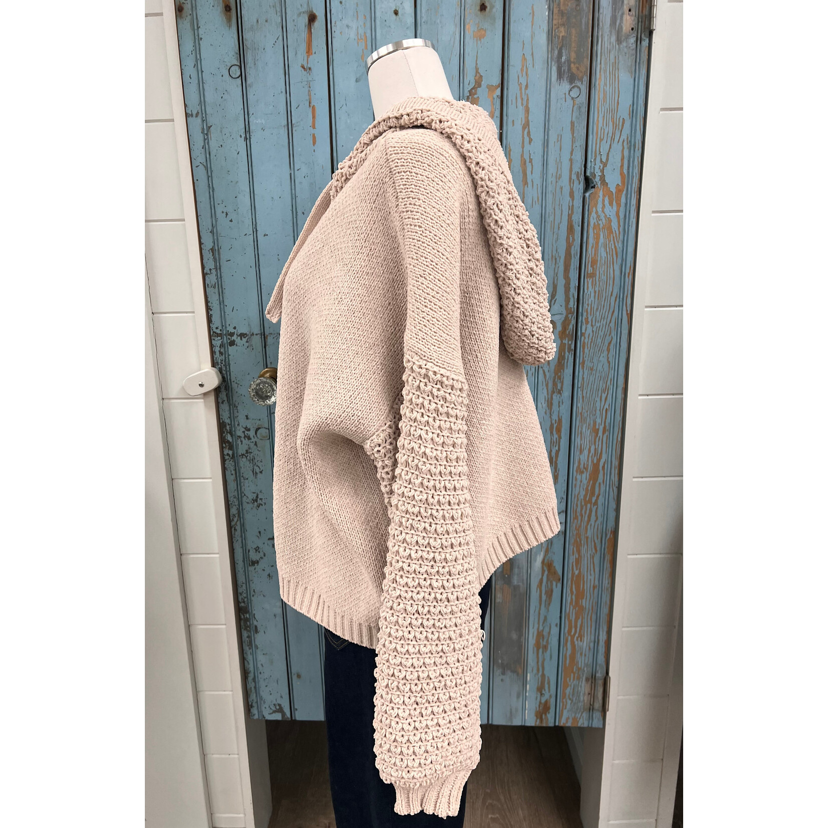 Mello Mello Waffle Knit Hoodie Cardigan