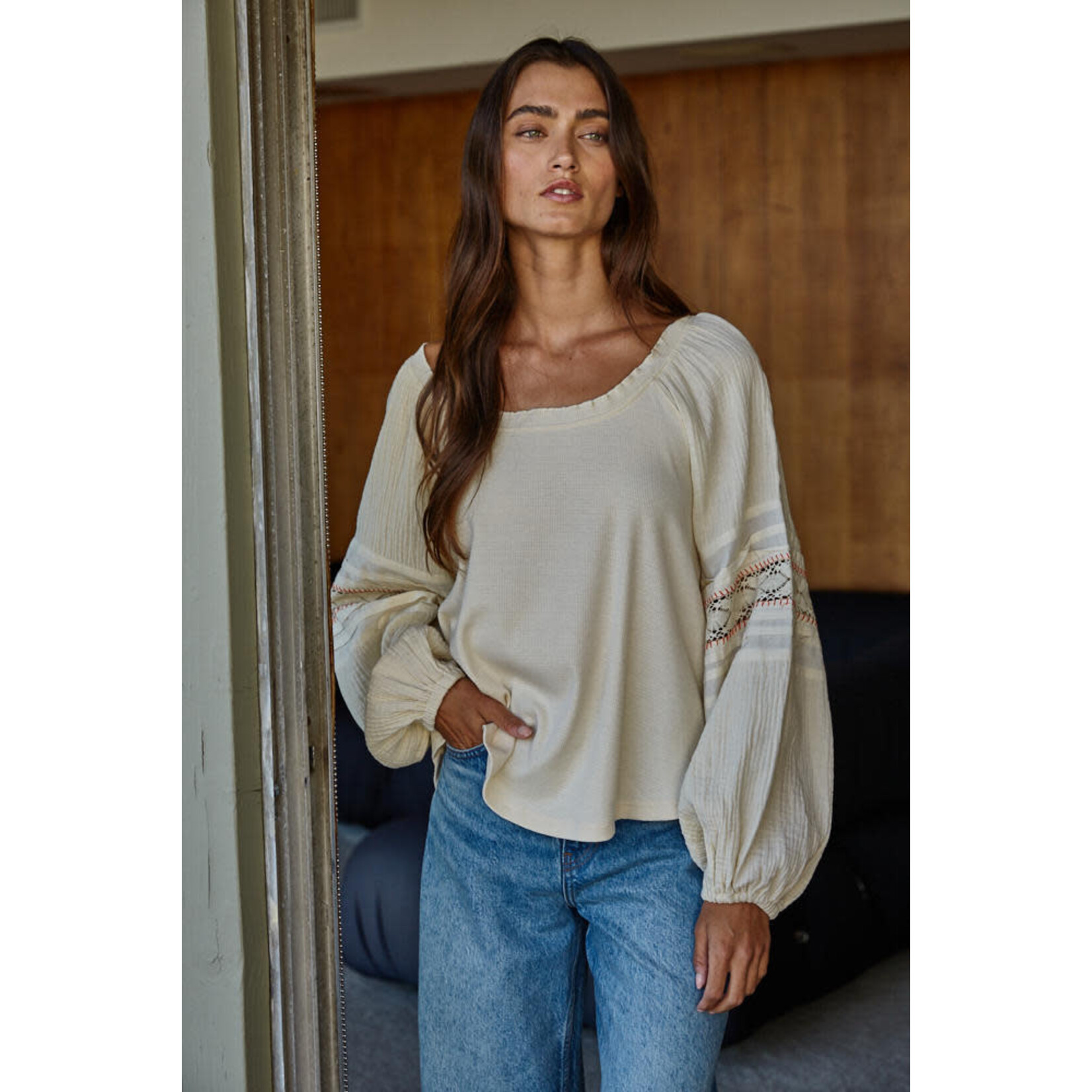 By together BT Mesa Contrast Stitch Top