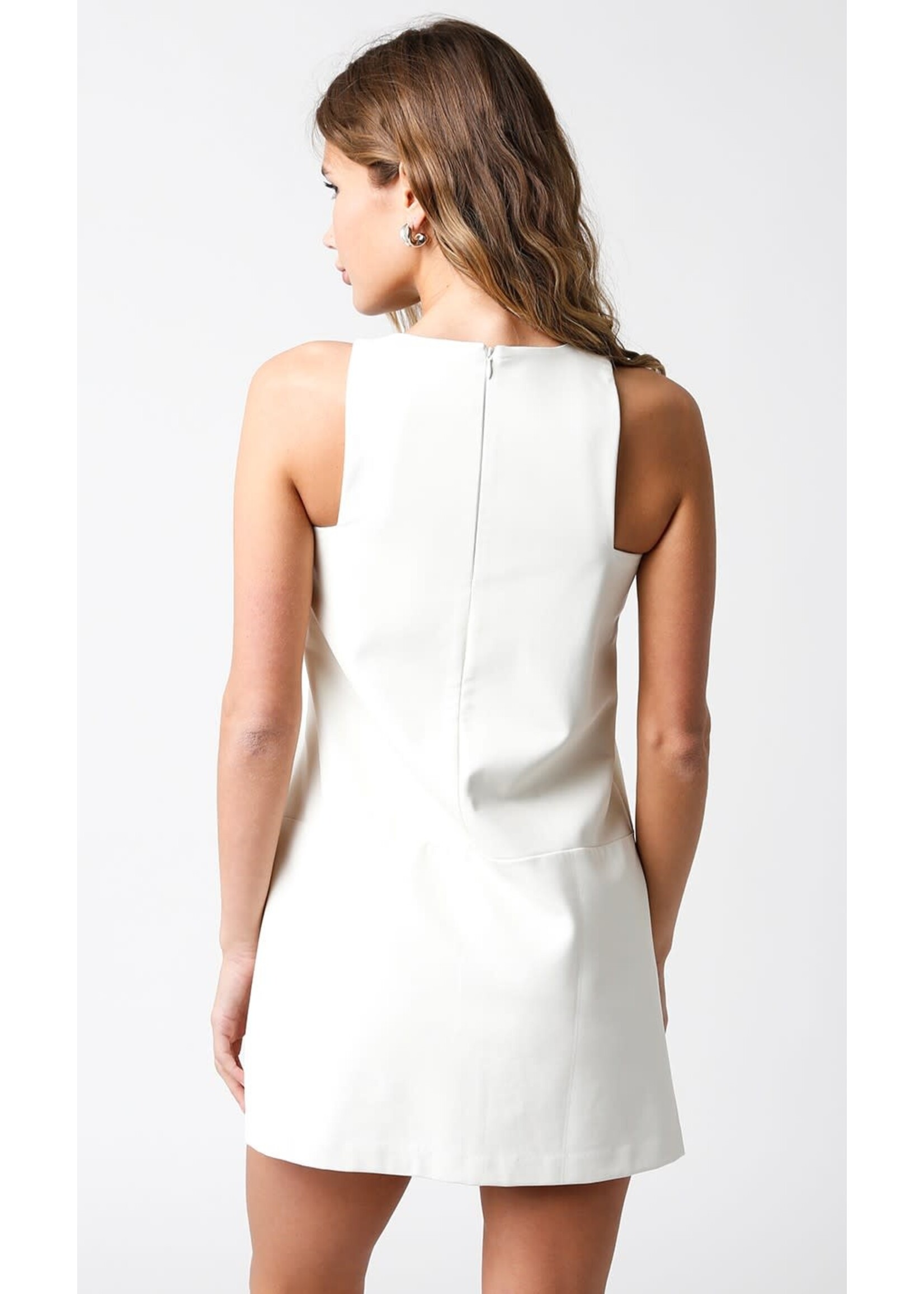 olivaceous Daphine White Leather Dress