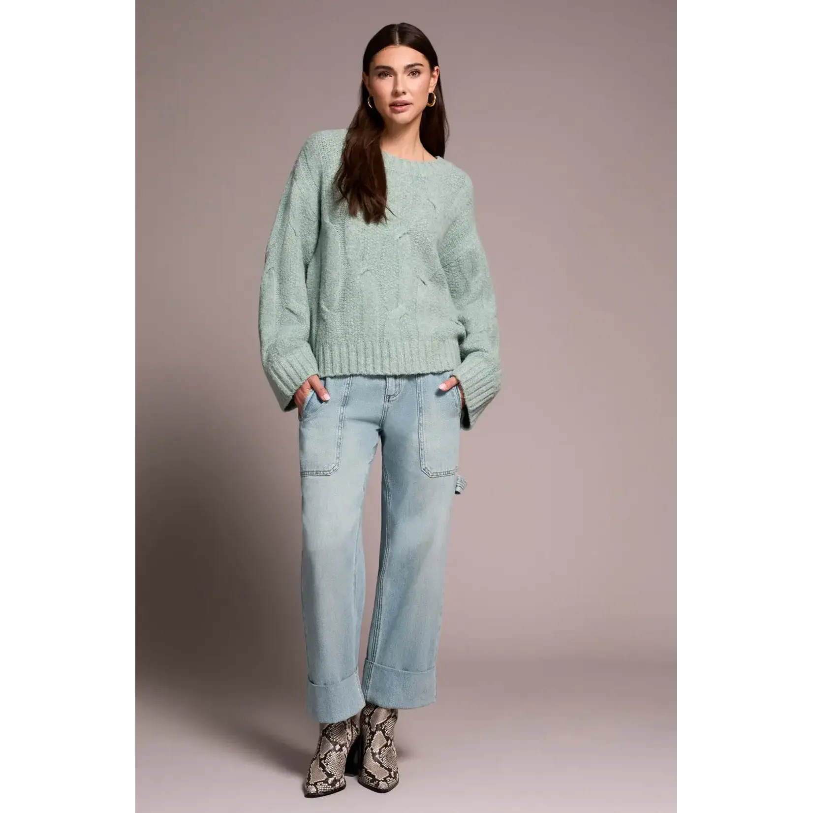 Tribal T Crew Nk Cable Swtr