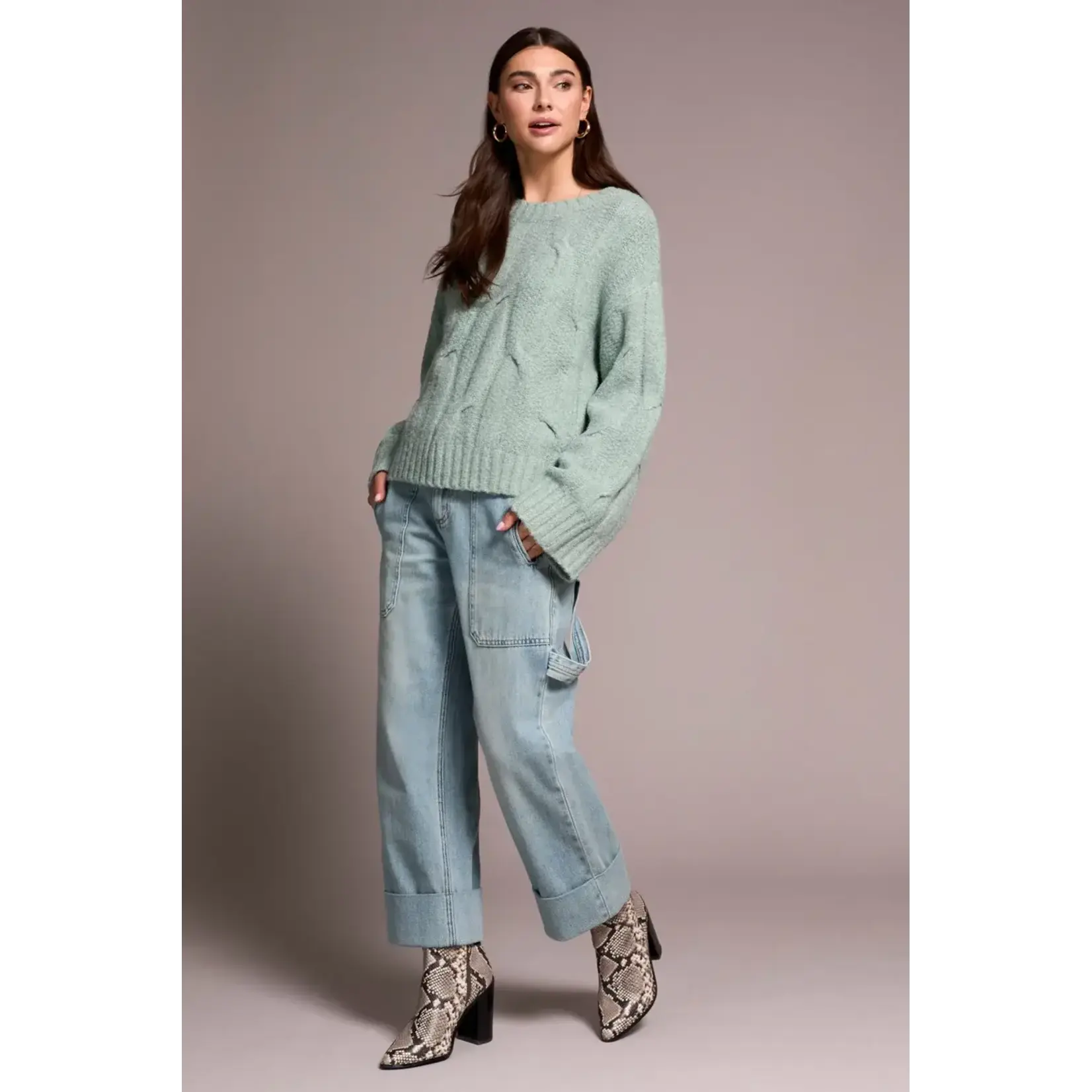 Tribal T Crew Nk Cable Swtr