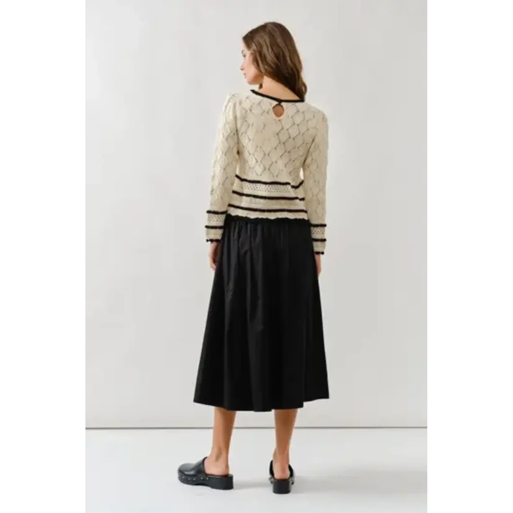 Aaron & Amber A&A A Line Pointelle Striped Swtr