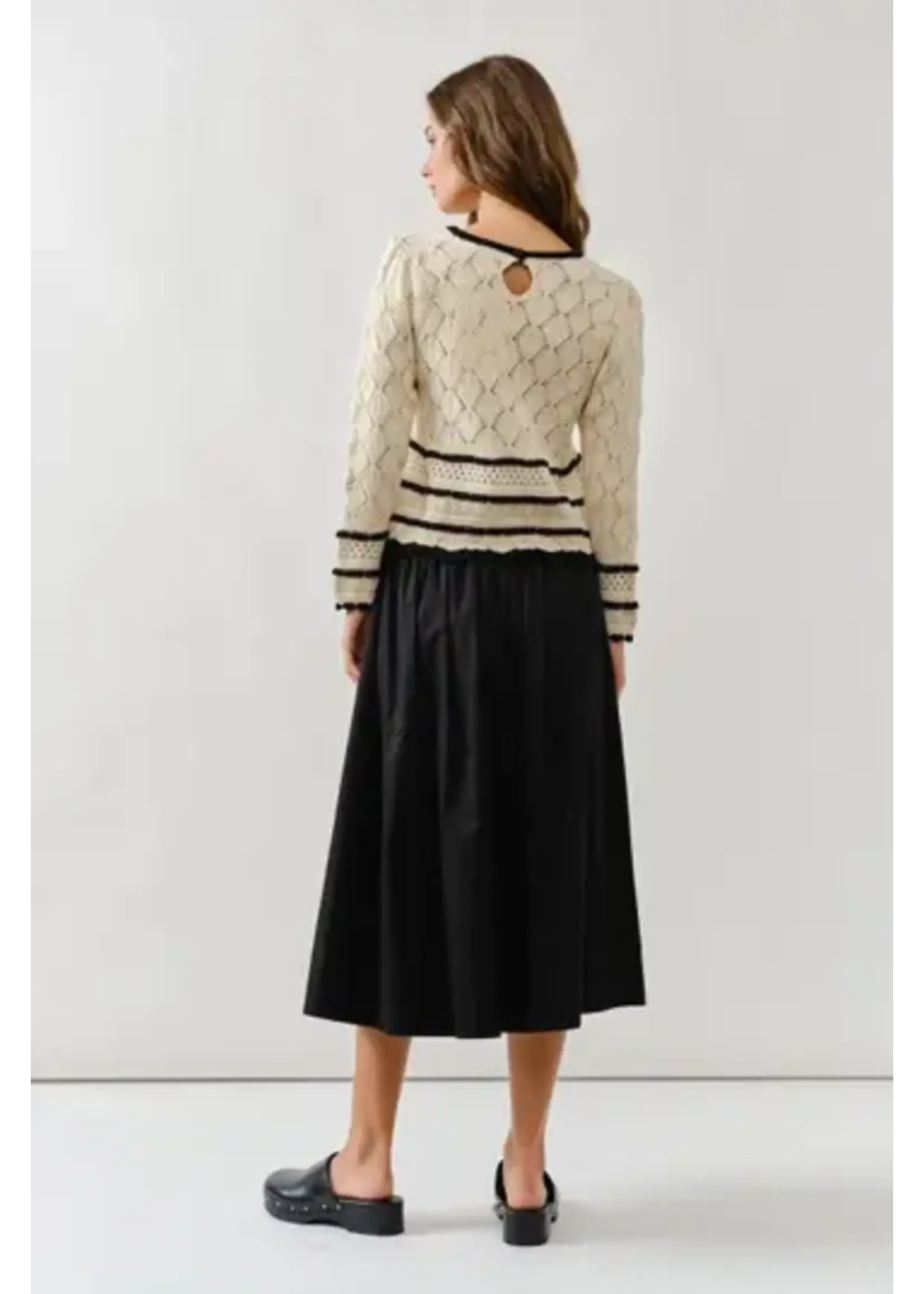 Aaron & Amber A&A A Line Pointelle Striped Swtr
