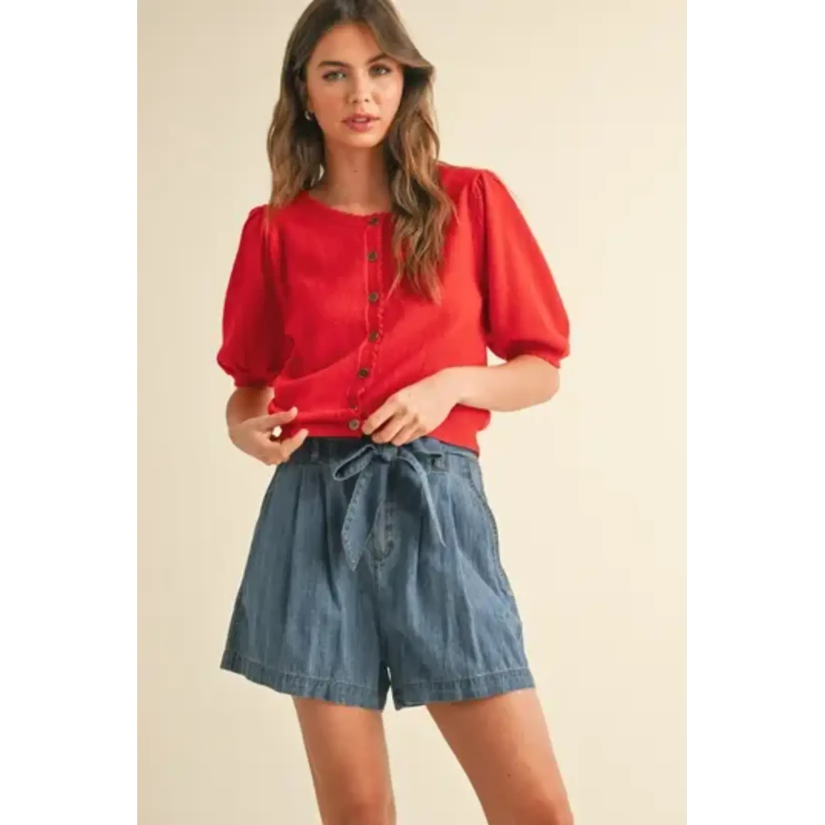 Miou Muse MM Puff Short Slv Cardigan