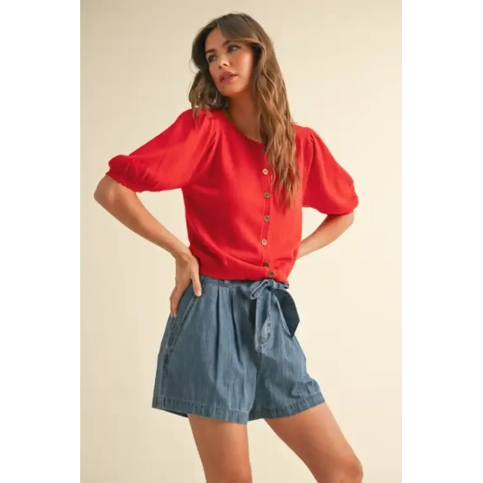 Miou Muse MM Puff Short Slv Cardigan