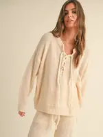 Miou Muse Lace Up Front Swtr Top