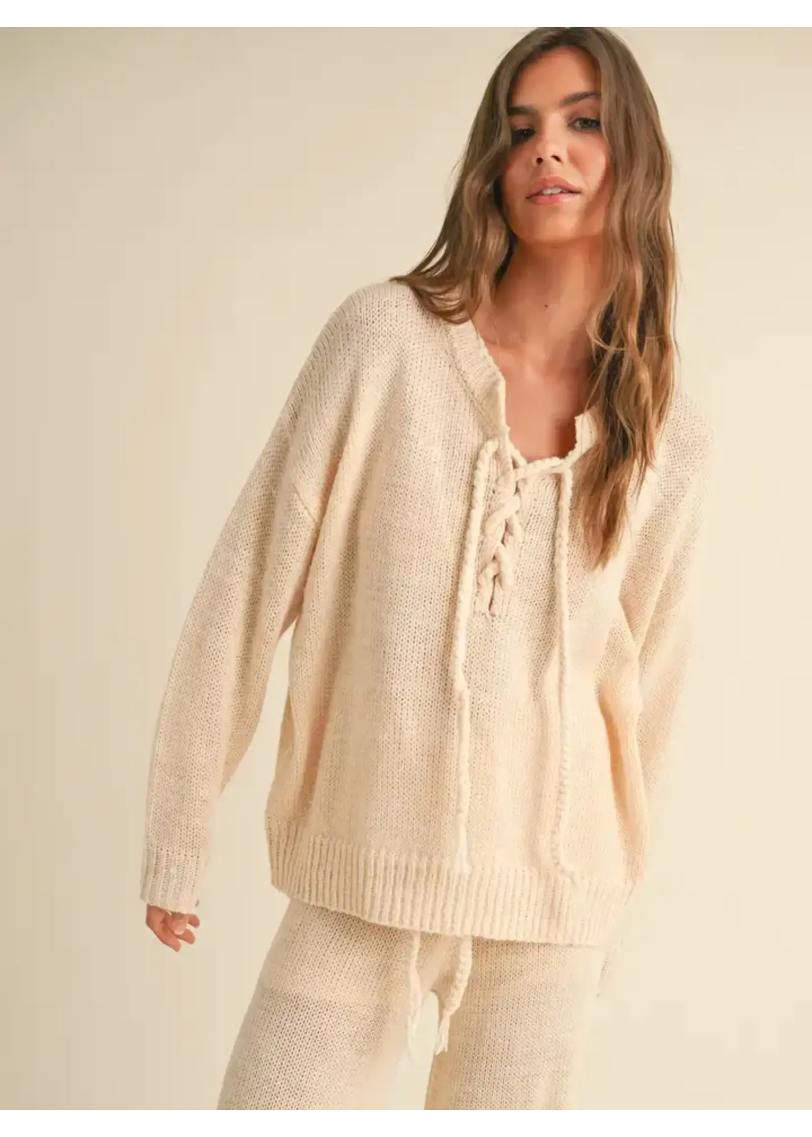 Miou Muse MM Lace Up Front Swtr Top