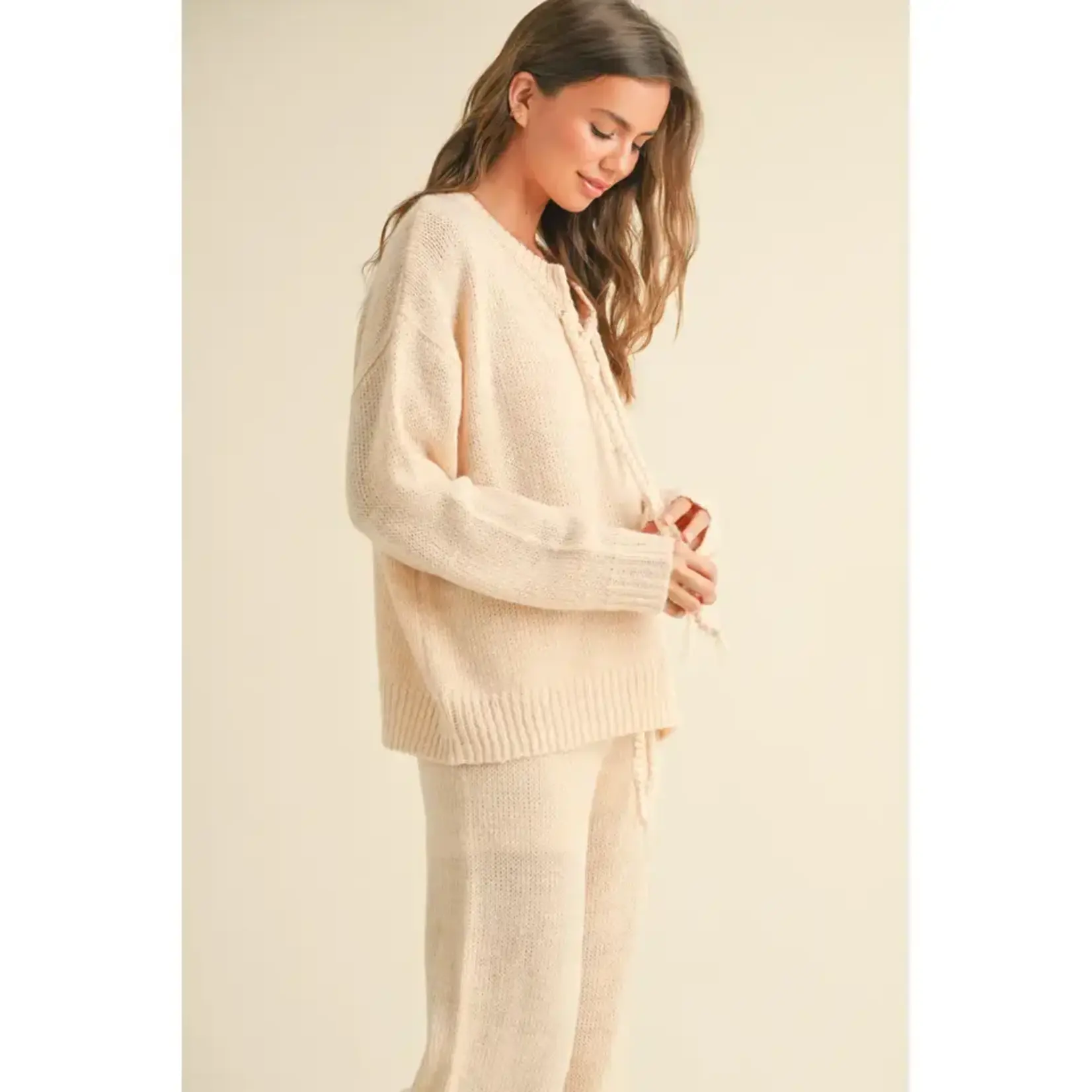 Miou Muse MM Lace Up Front Swtr Top