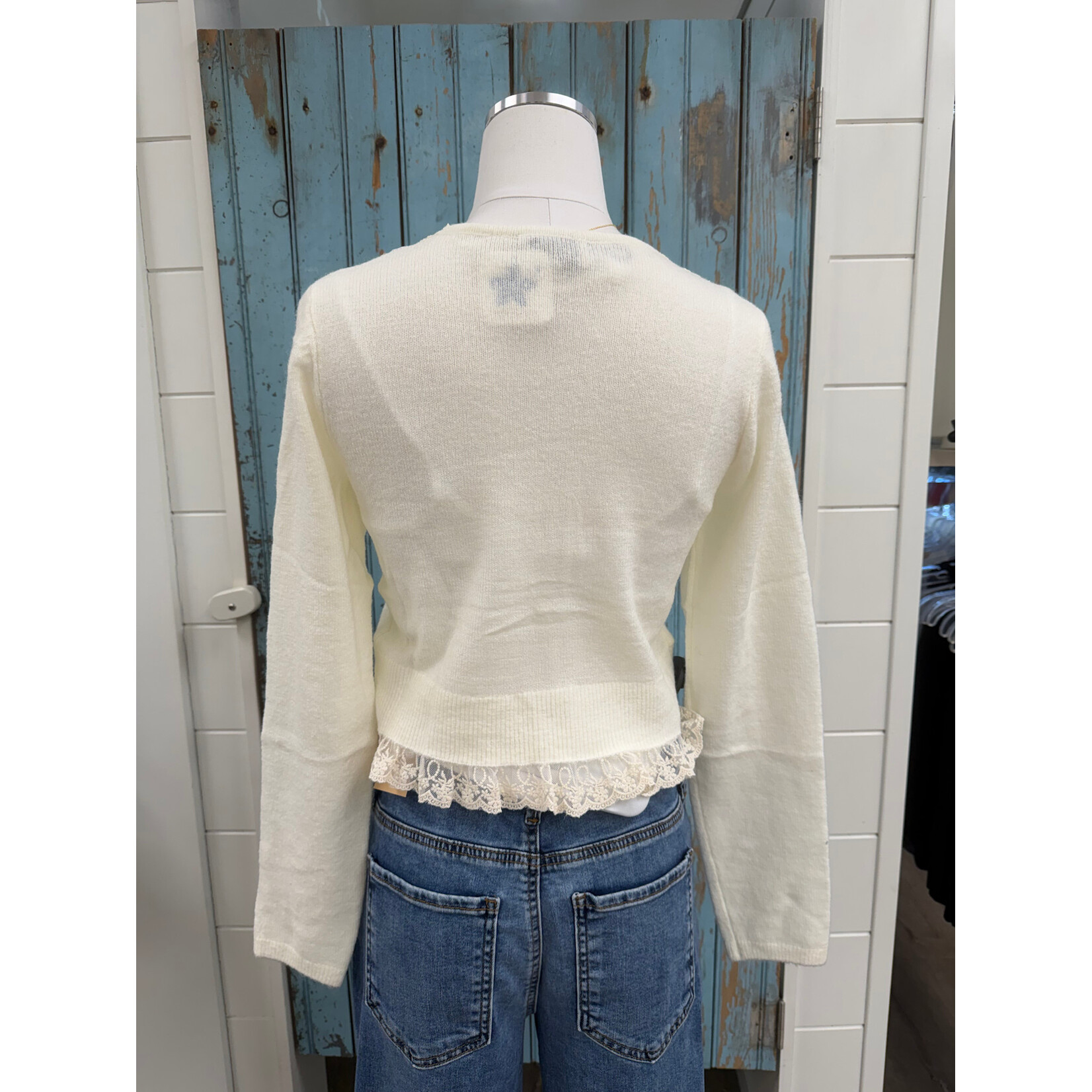 Miou Muse MM Lace Contrast Knit Cardi