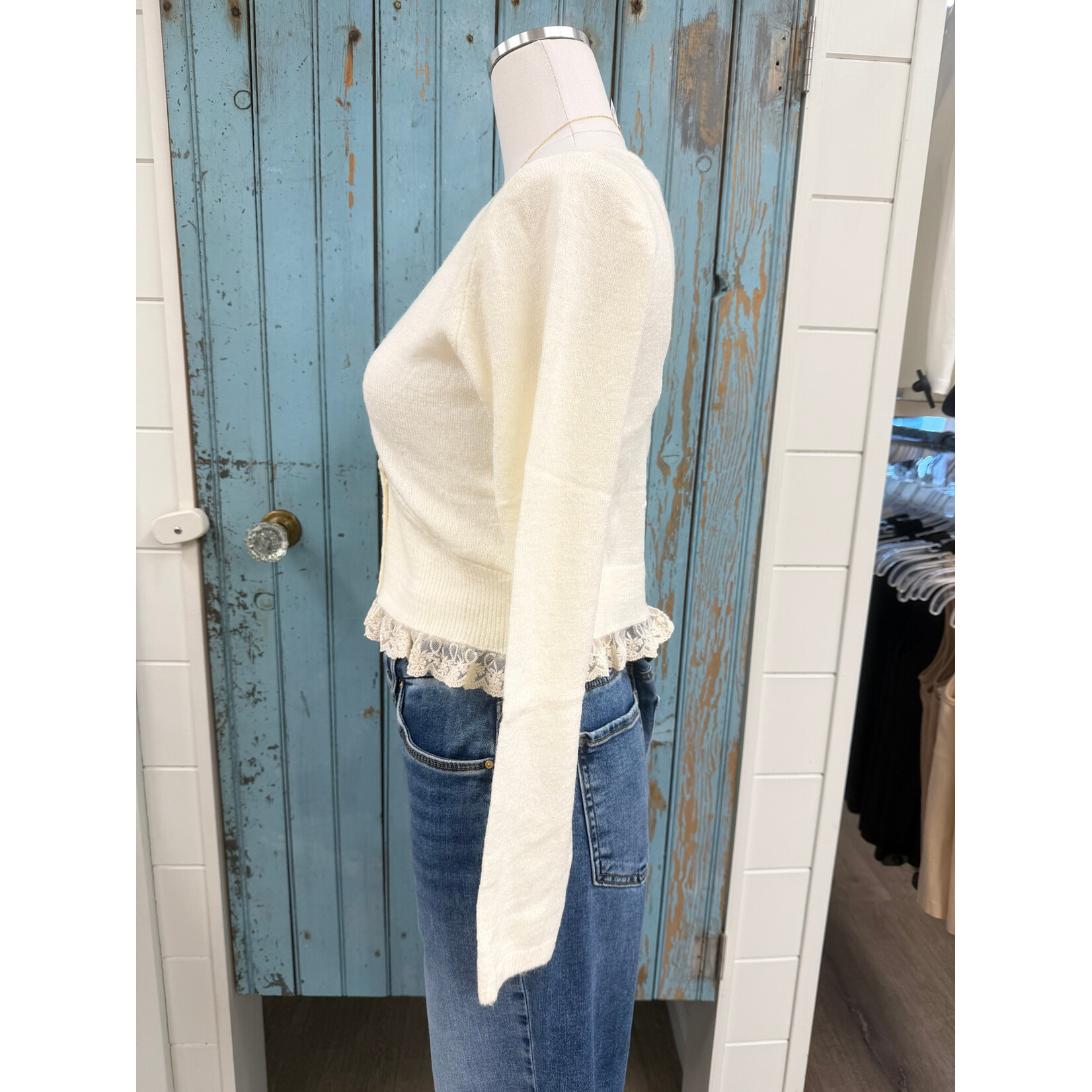 Miou Muse MM Lace Contrast Knit Cardi