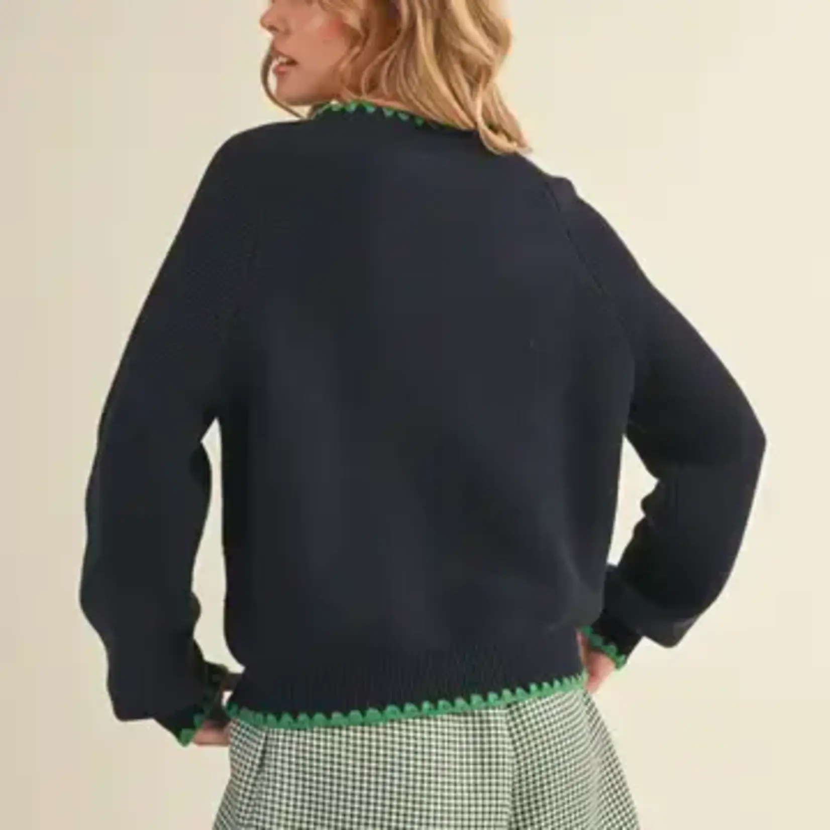 &Merci &M Long Puff Slv Swtr w/ Contrast