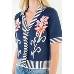THML Thml Navy Floral Striped Top
