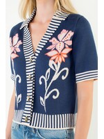 THML Thml Navy Floral Striped Top