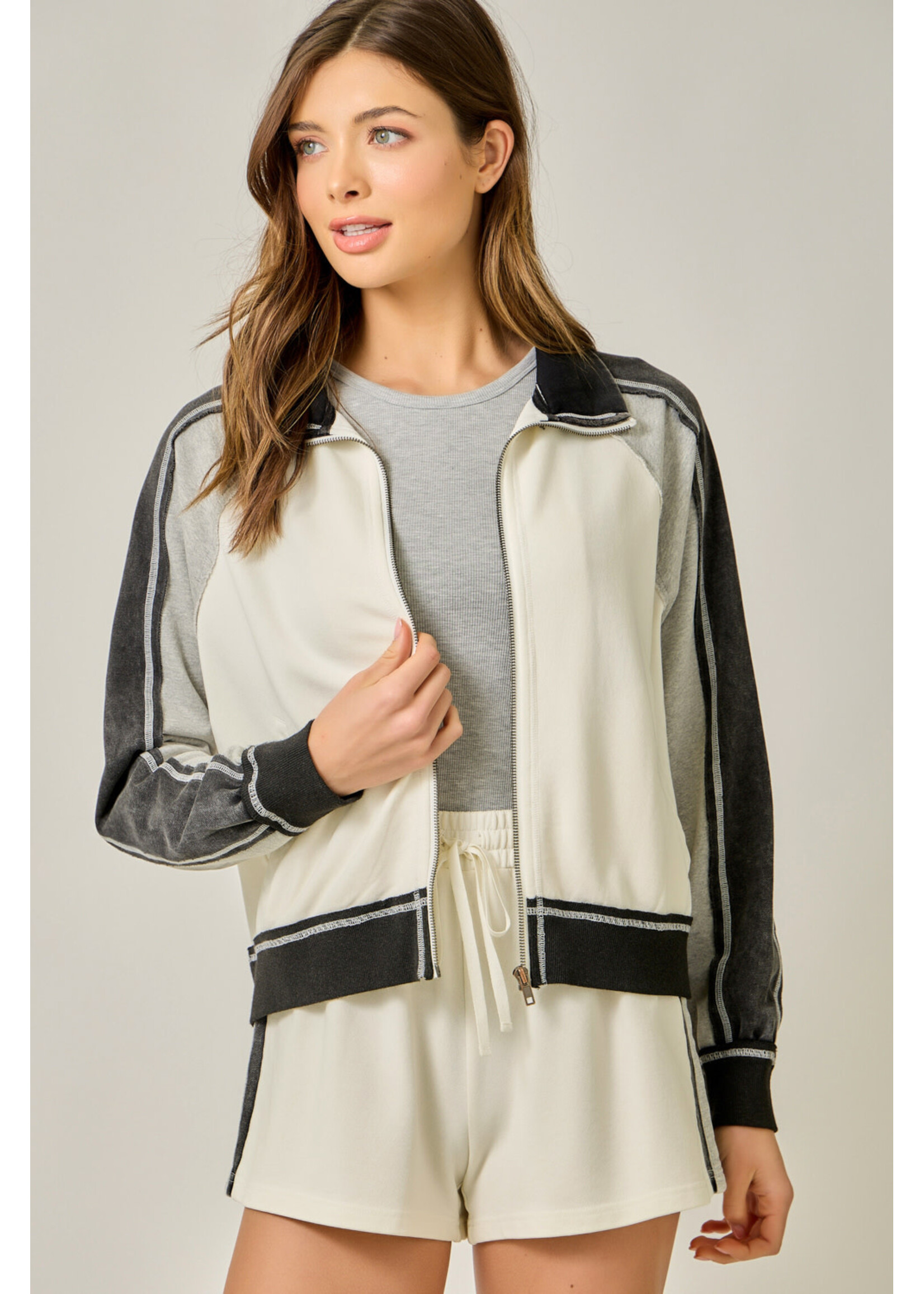 Mystree Color Block Sip Sweatshirt