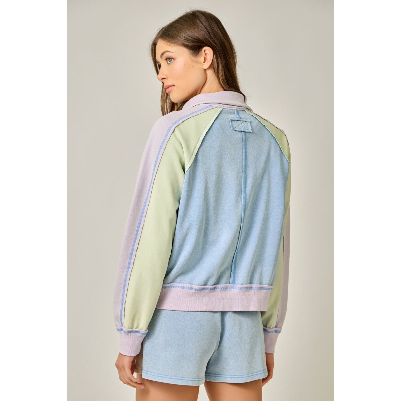 Mystree Color Block Sip Sweatshirt