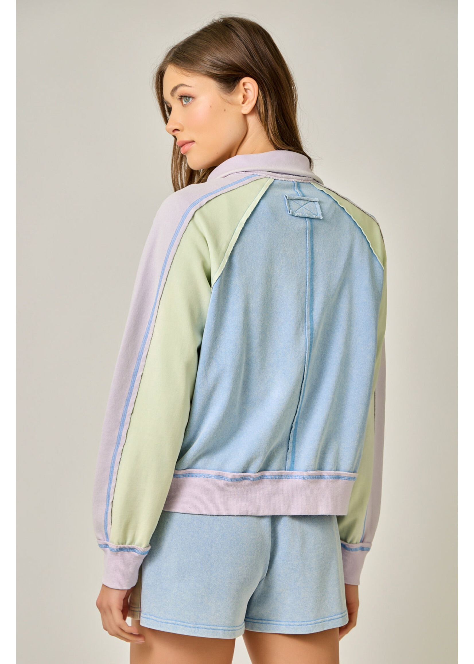 Mystree Color Block Sip Sweatshirt