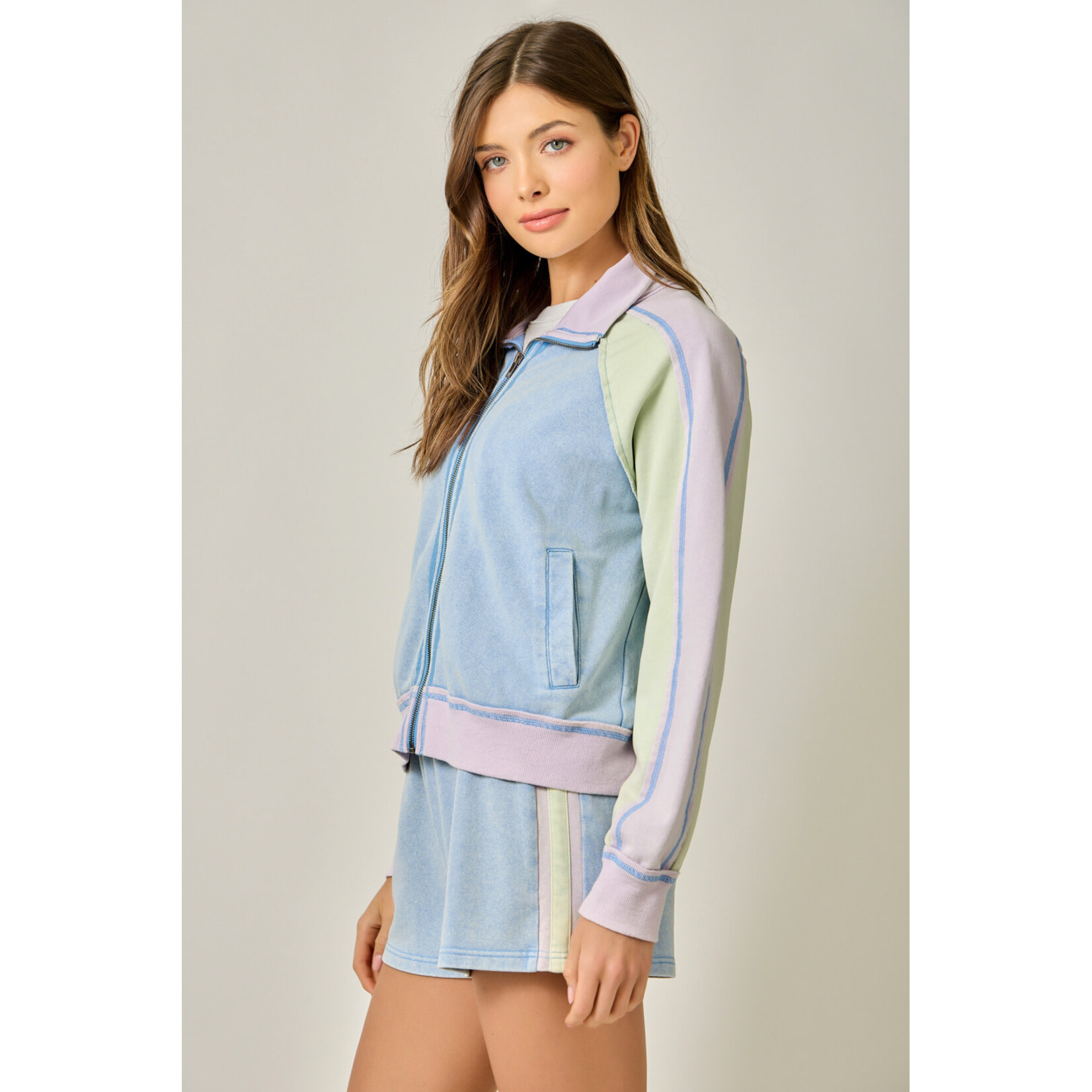 Mystree Color Block Sip Sweatshirt