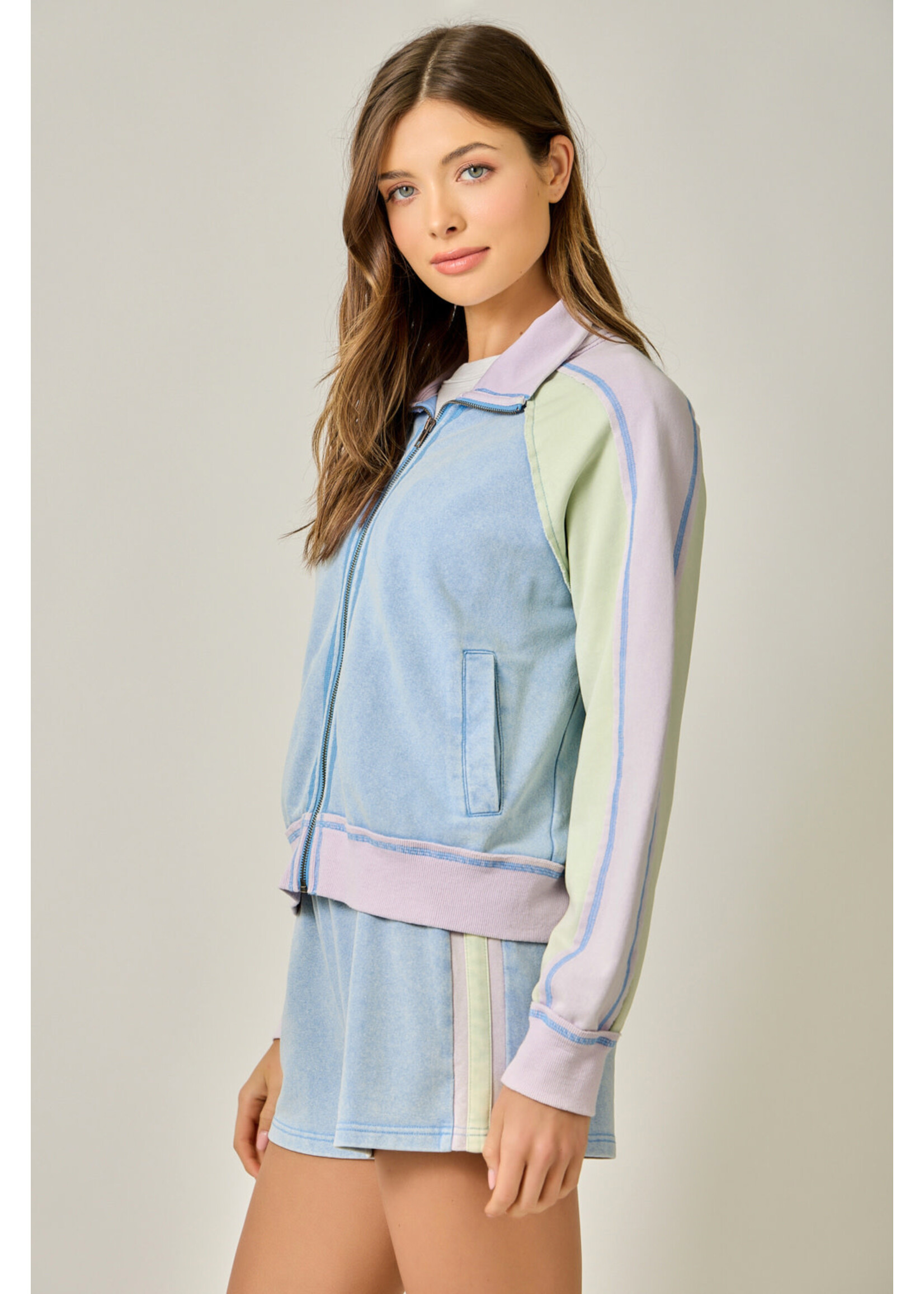 Mystree Color Block Sip Sweatshirt