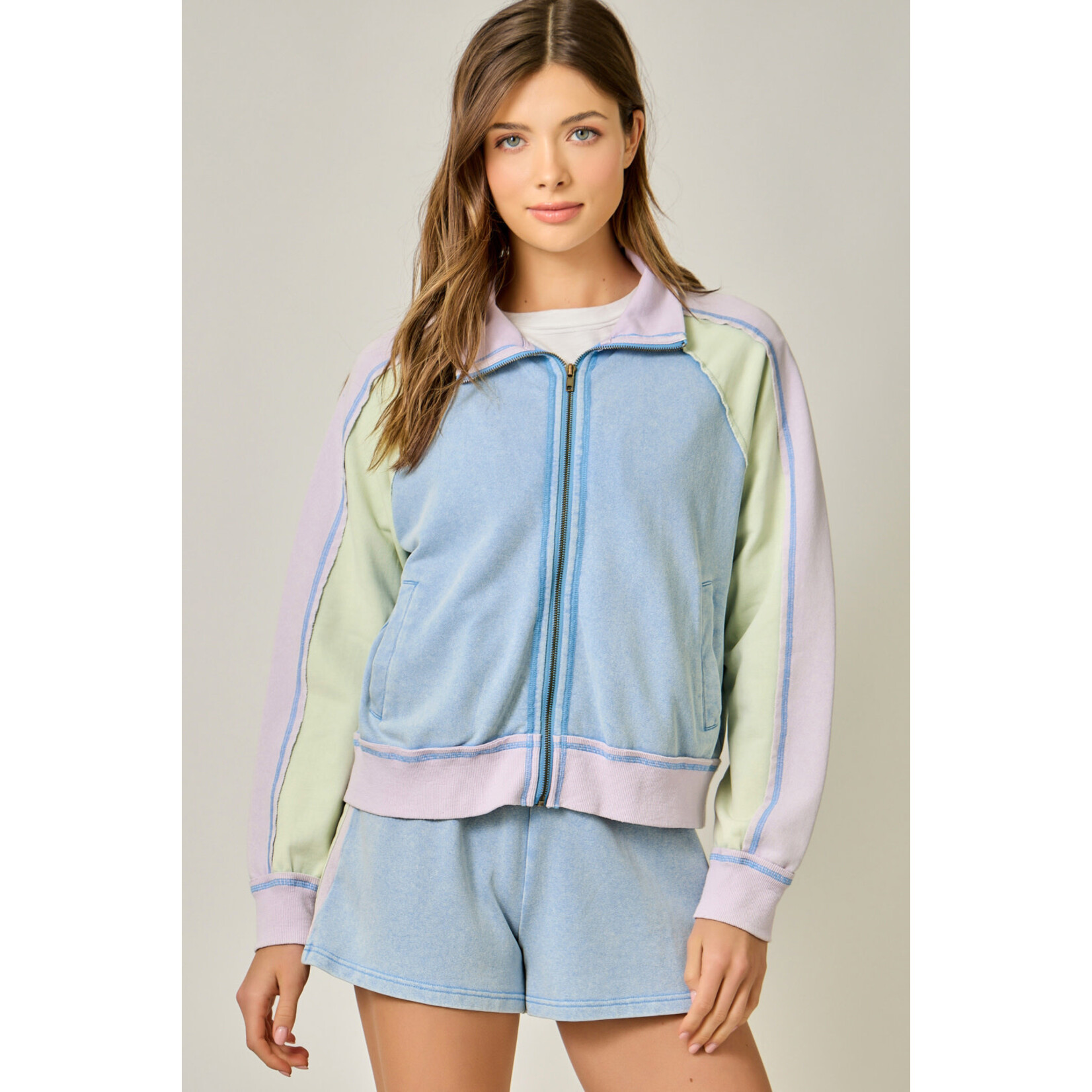 Mystree Color Block Sip Sweatshirt