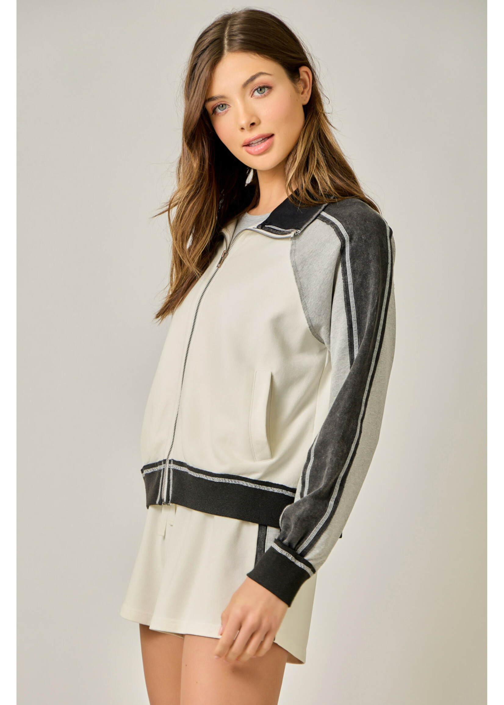 Mystree Color Block Sip Sweatshirt