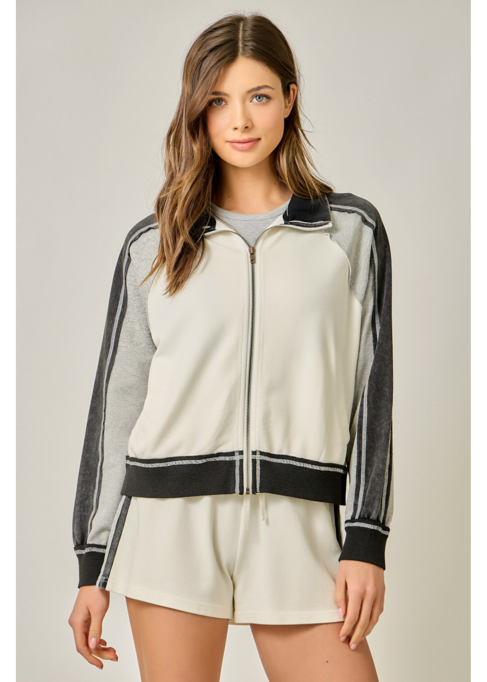 Mystree Color Block Sip Sweatshirt