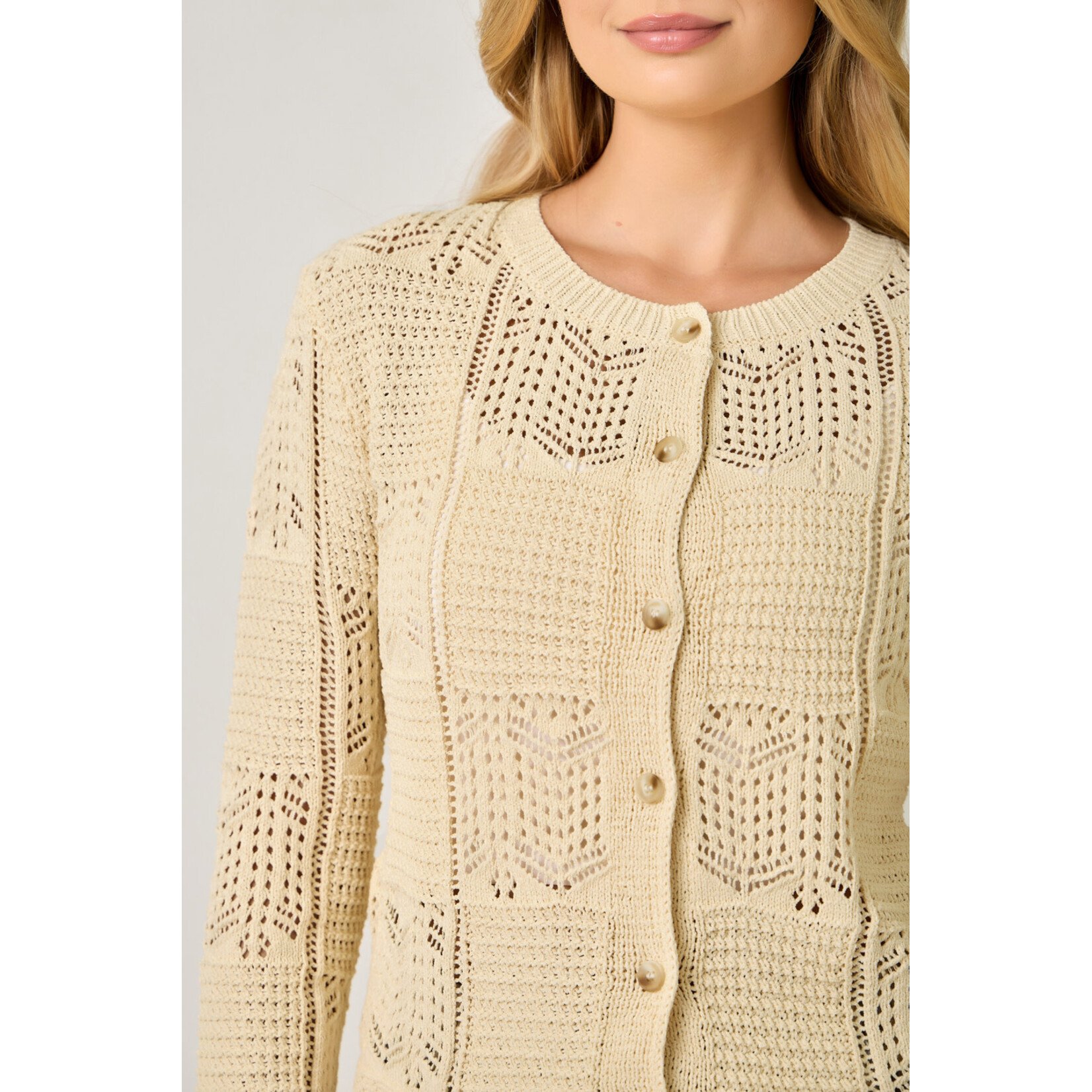 Mystree Butter Pointelle Cardi
