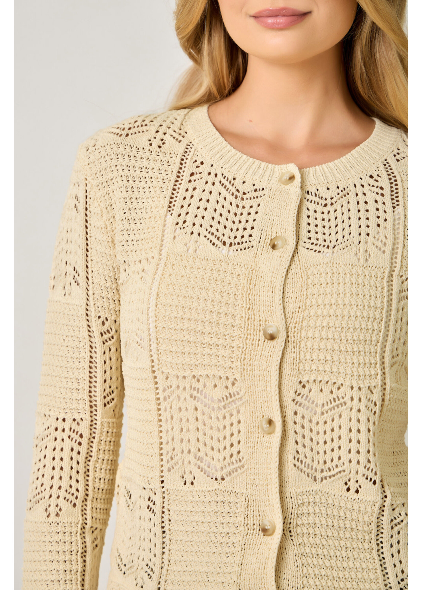 Mystree Butter Pointelle Cardi