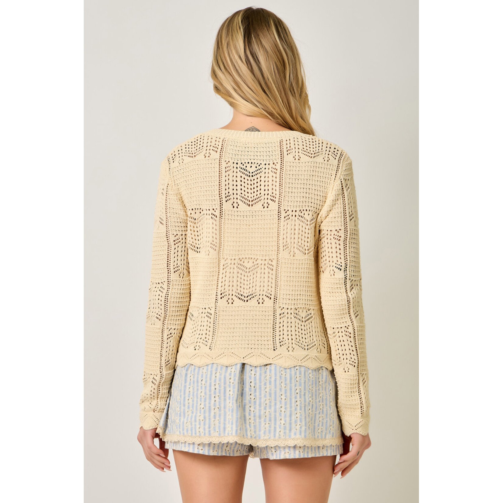Mystree Butter Pointelle Cardi